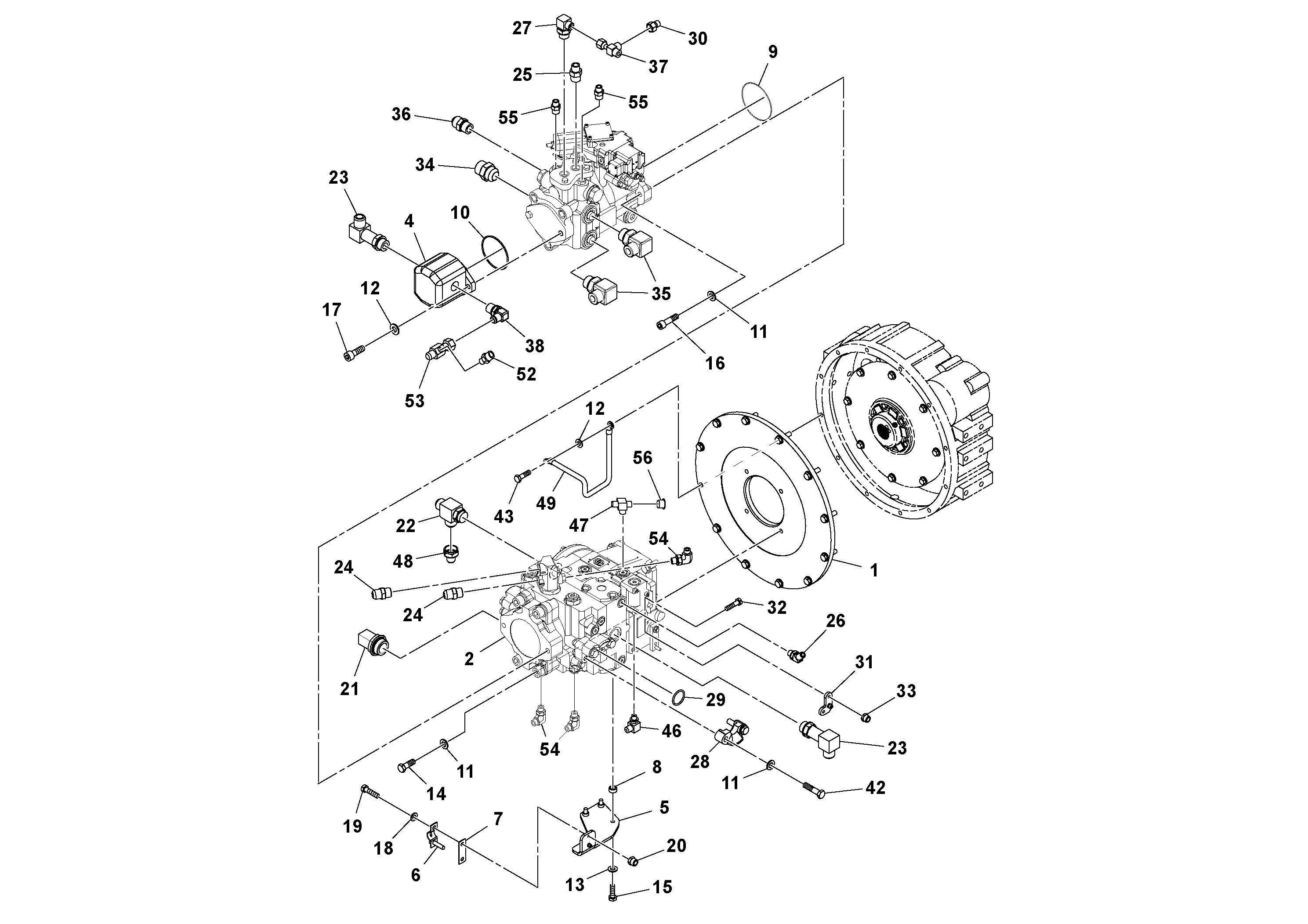 Схема запчастей Volvo SD130D/DX/F S/N 600012 - - 106856 Pump Stack Assembly 