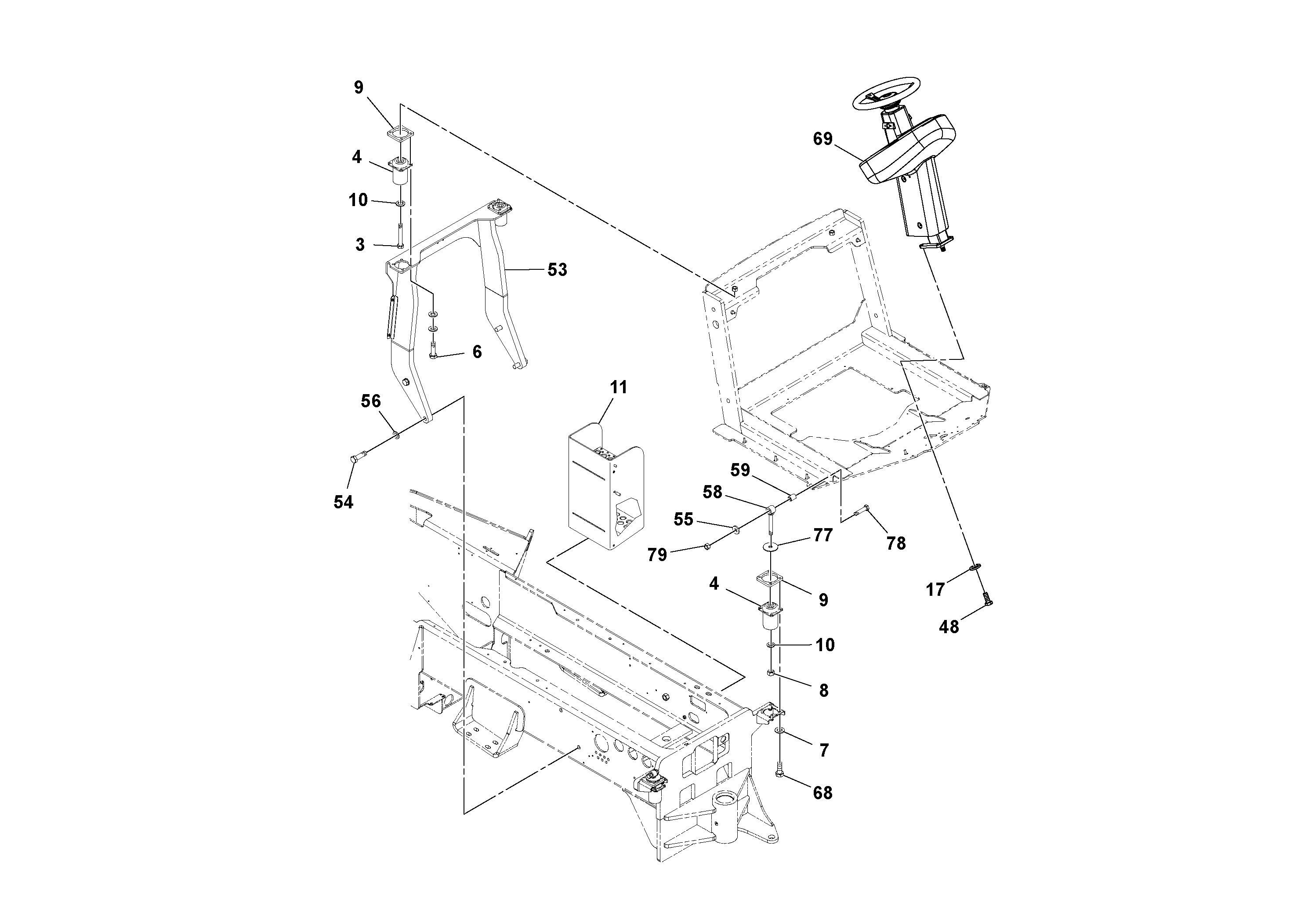 Схема запчастей Volvo SD130D/DX/F S/N 600012 - - 106687 Cab With Heat Installation 
