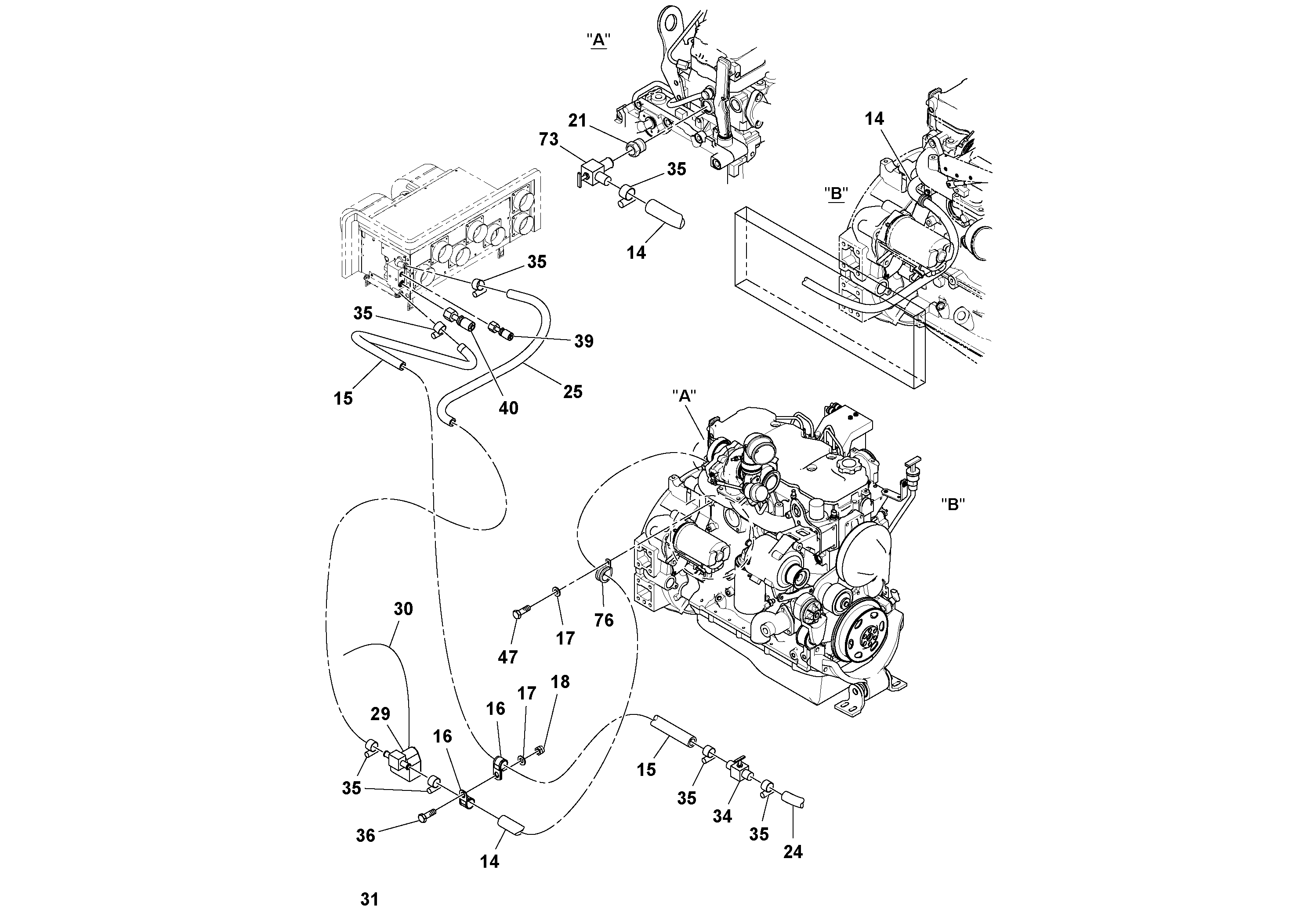 Схема запчастей Volvo SD130D/DX/F S/N 600012 - - 91059 Cab With Heat Installation 