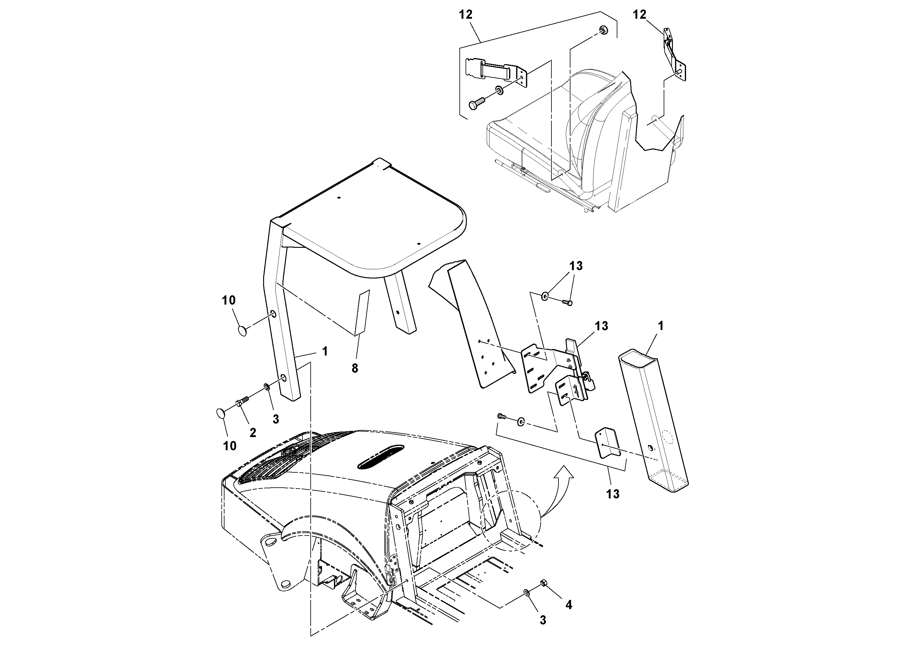 Схема запчастей Volvo SD130D/DX/F S/N 600012 - - 85080 ROPS/FOPS Installation 