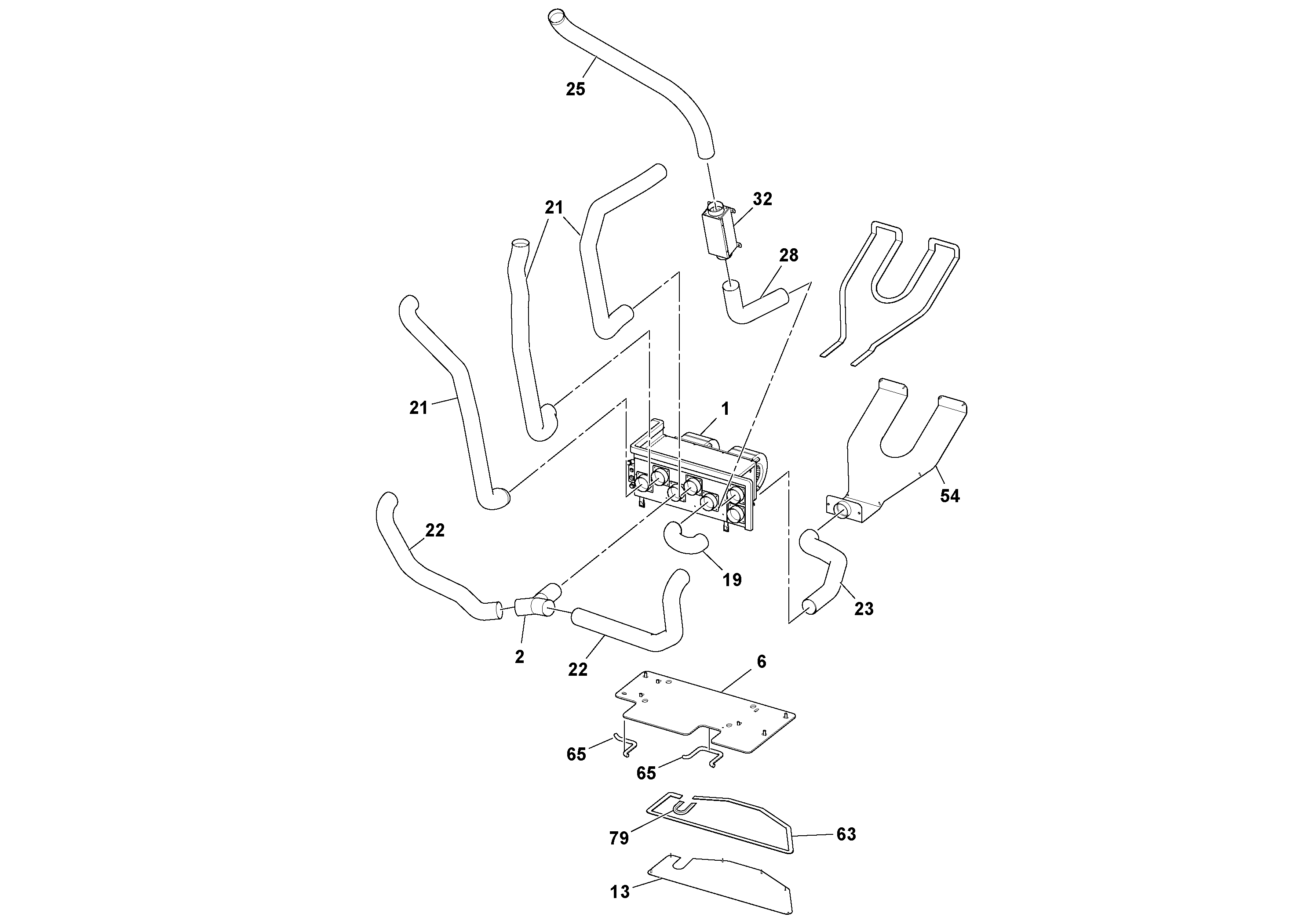 Схема запчастей Volvo SD130D/DX/F S/N 600012 - - 100012 Heater and air conditioning installation 
