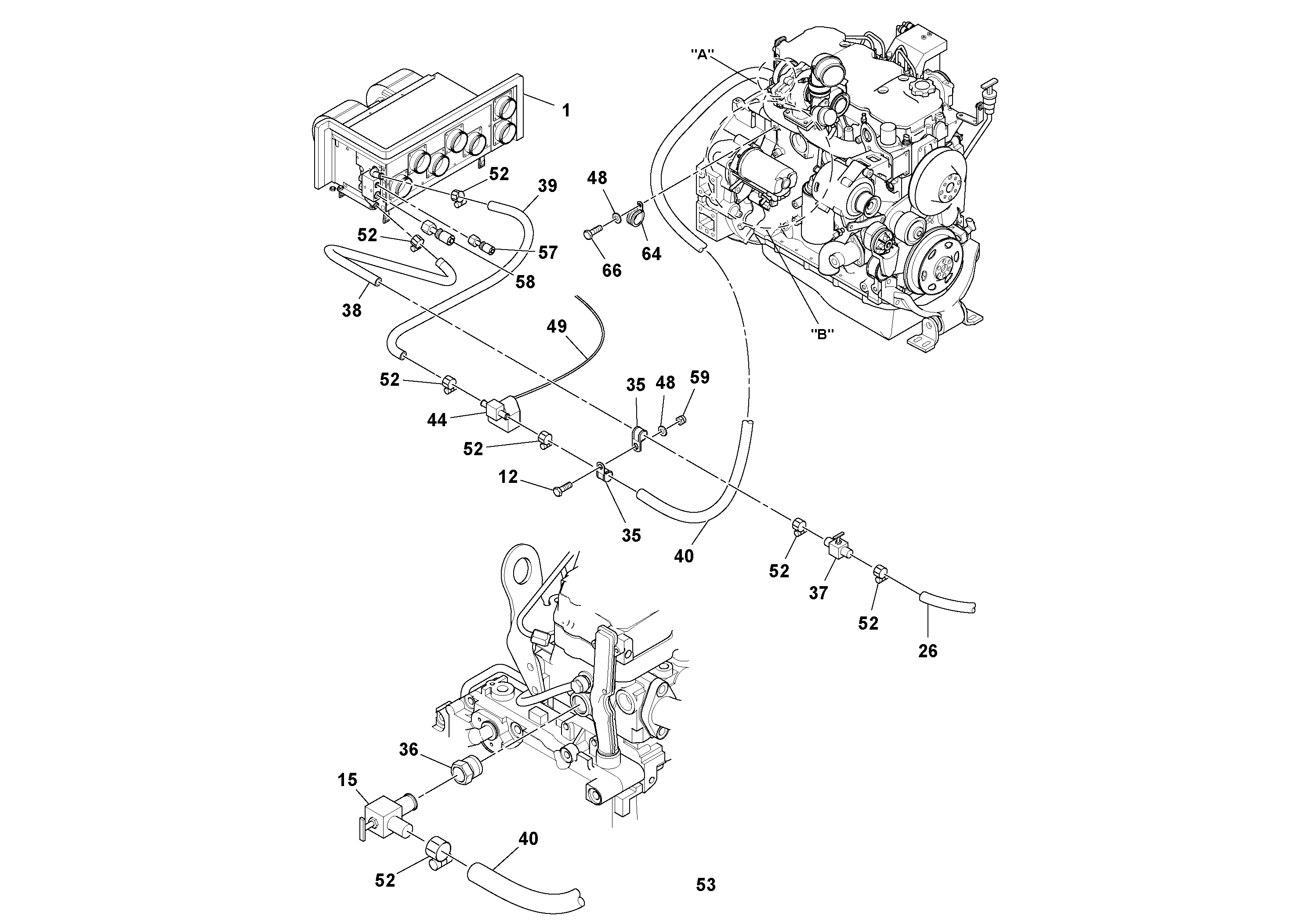 Схема запчастей Volvo SD130D/DX/F S/N 600012 - - 82106 Heater and air conditioning installation 