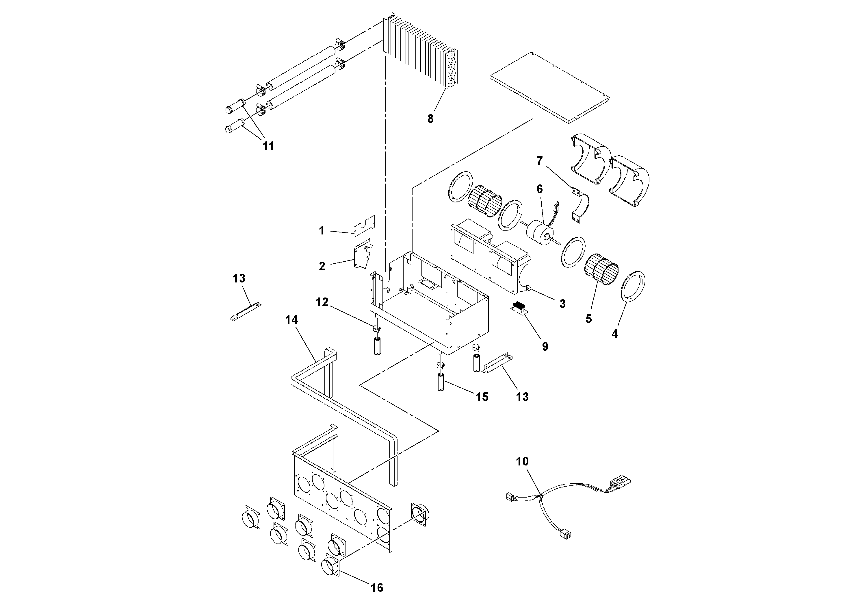 Схема запчастей Volvo SD130D/DX/F S/N 600012 - - 89887 Heater 