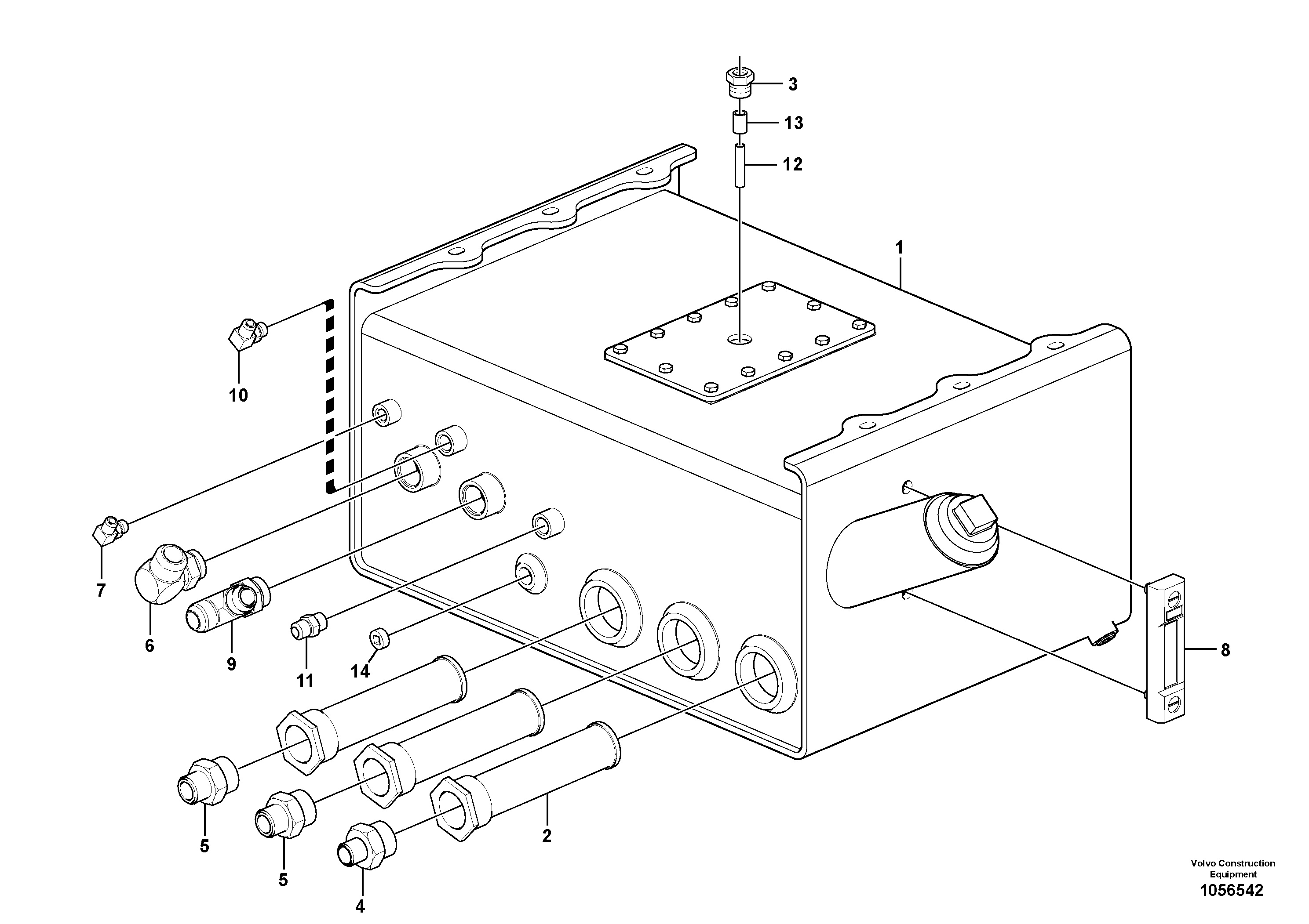 Схема запчастей Volvo SD130D/DX/F S/N 600012 - - 85050 Hydraulic Tank Assembly 