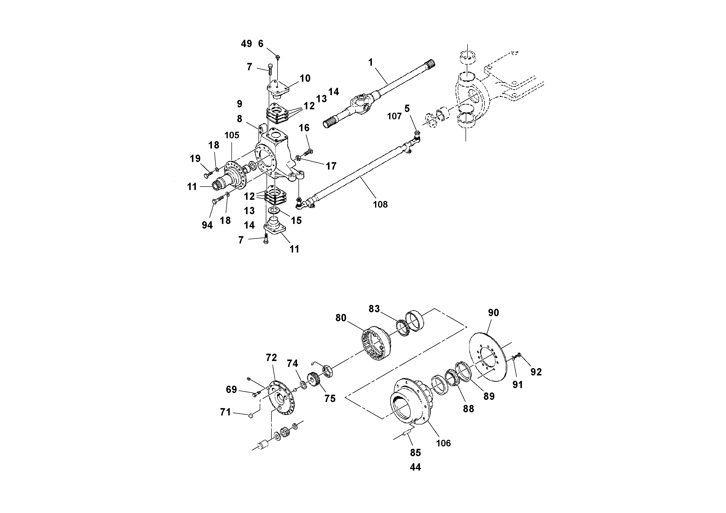 Схема запчастей Volvo RW100A S/N 196960 - - 92572 Мост задний (ось) 