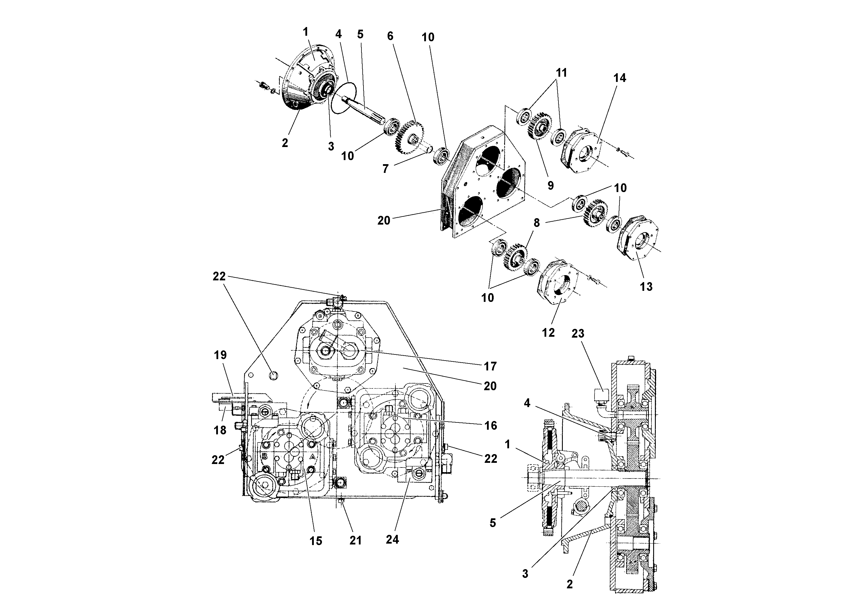 Схема запчастей Volvo RW195D S/N 197517- - 57106 Pump Drive Transmission Assembly 
