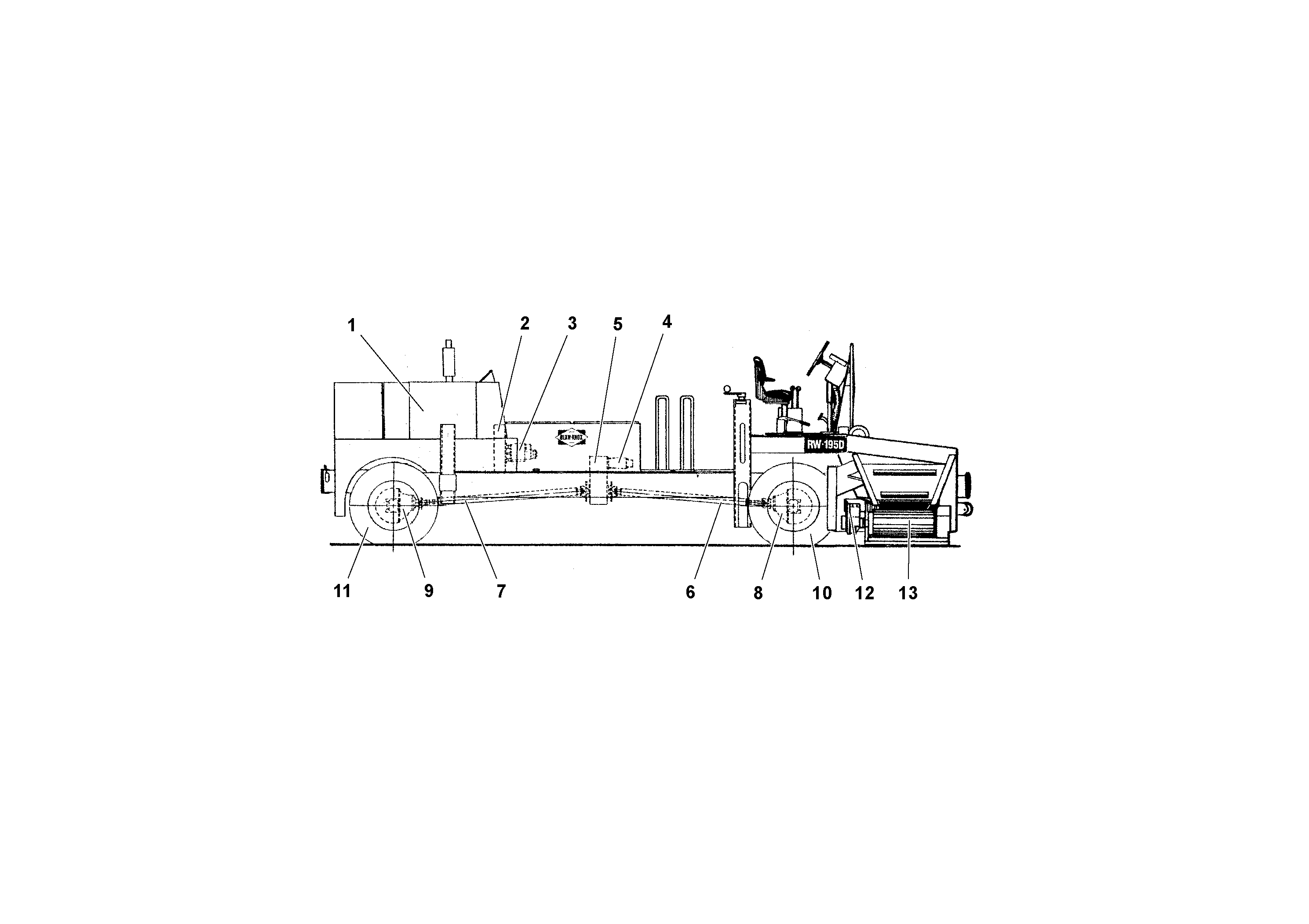 Схема запчастей Volvo RW195D S/N 197517- - 59340 Drivetrain Arrangement 