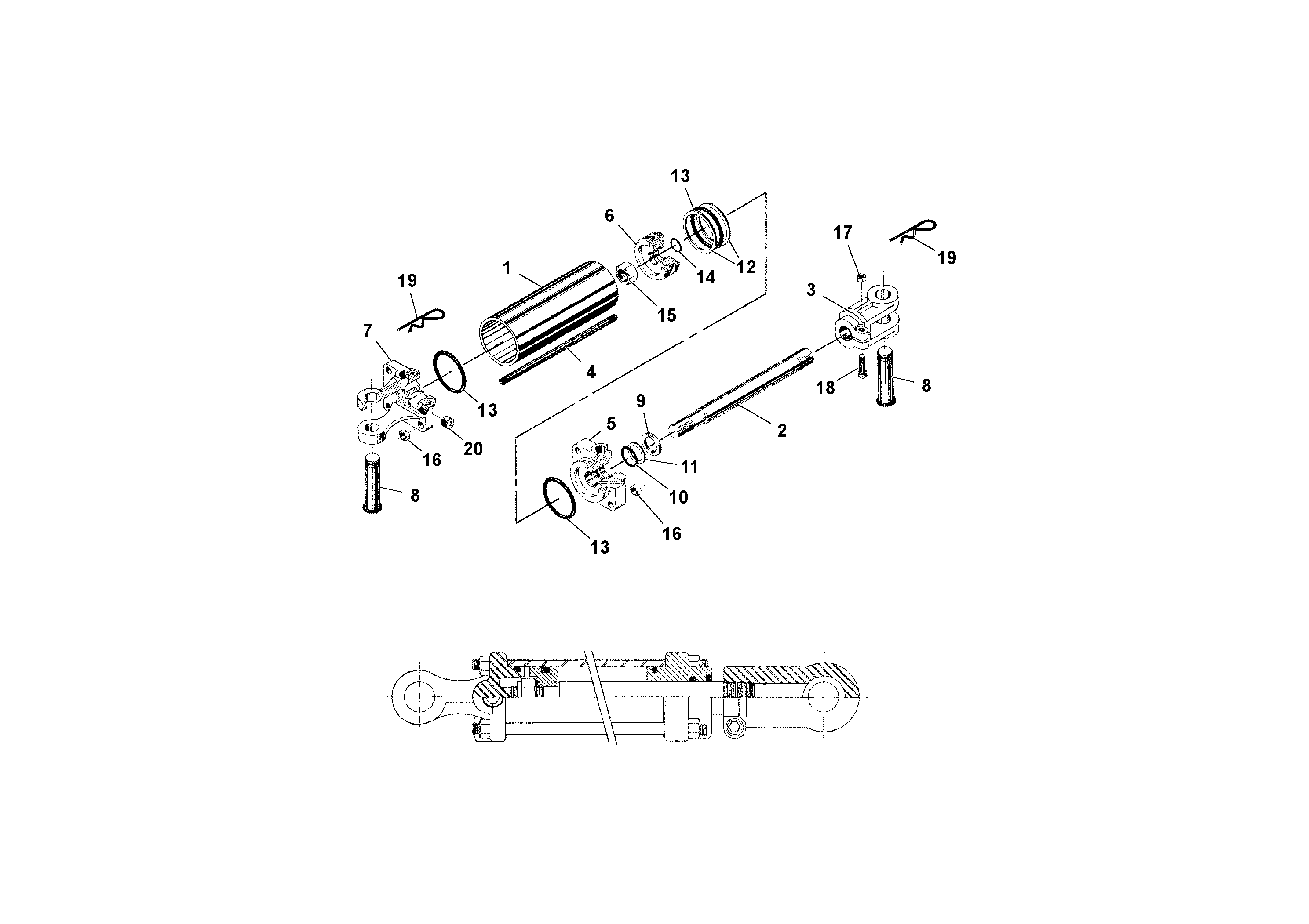 Схема запчастей Volvo RW195D S/N 197517- - 30632 Conveyor Shuttle, Inner Strike-off Hydraulic Cylinders 