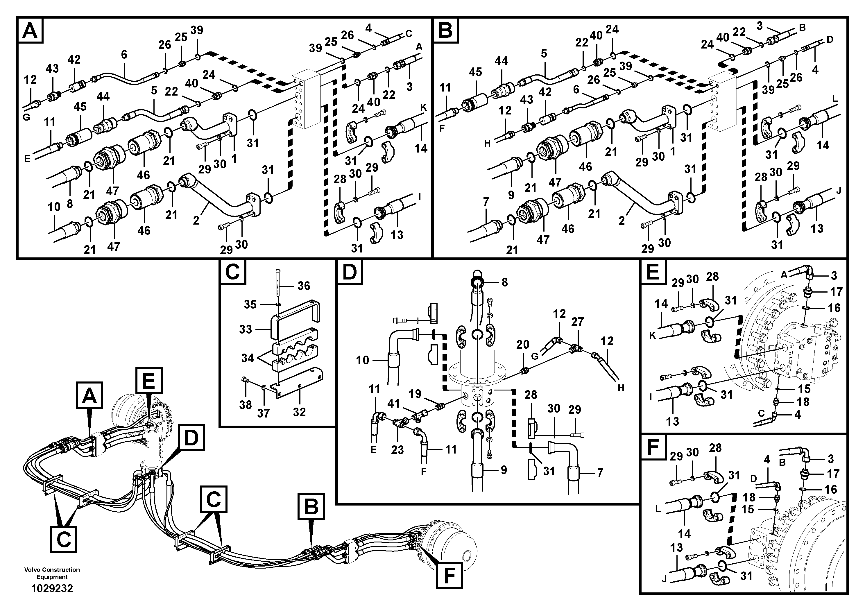 Схема запчастей Volvo PL4611 - 31446 Turning joint line, turning joint to travel motor 