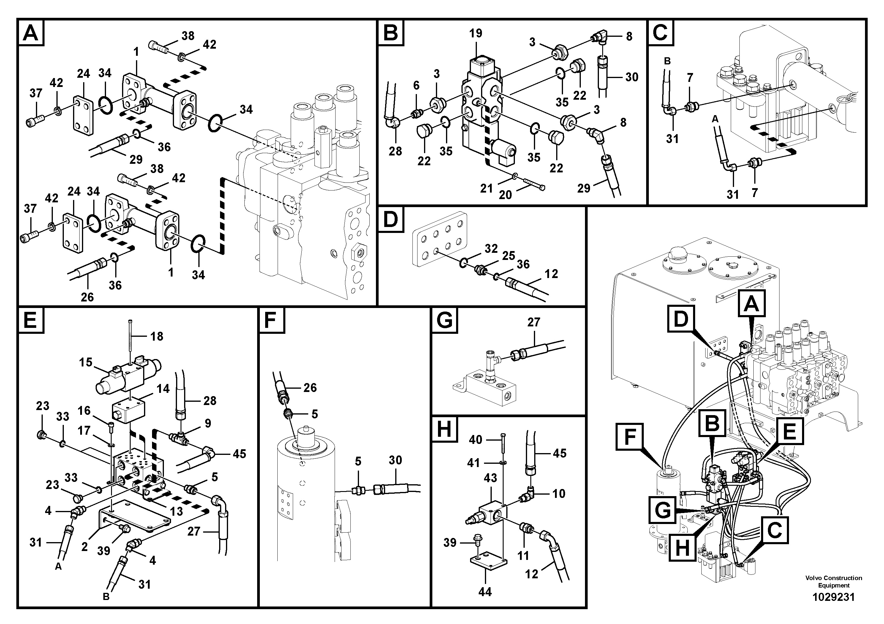 Схема запчастей Volvo PL4611 - 44988 Turning joint line, control valve to turning joint 