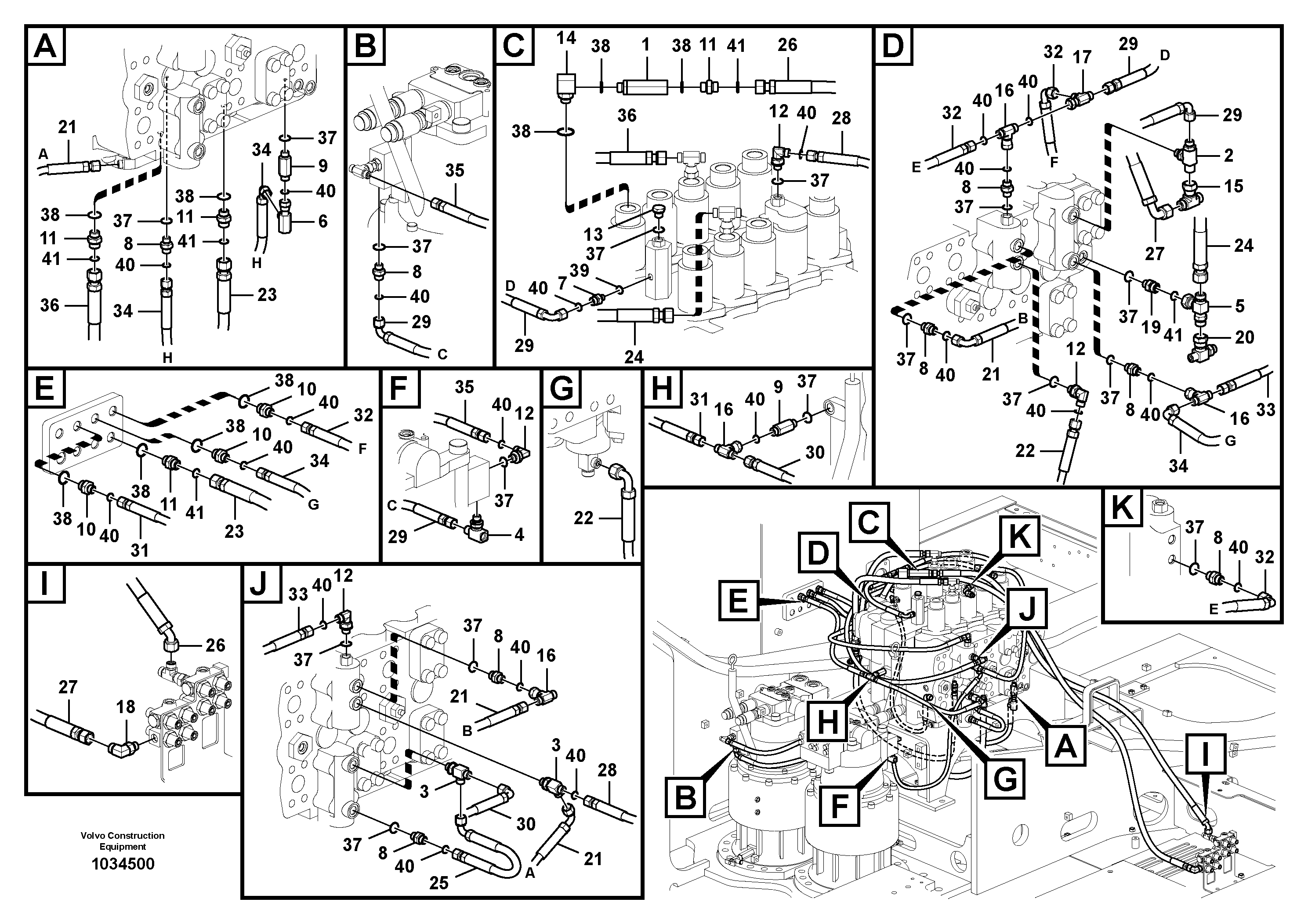 Схема запчастей Volvo PL4611 - 40178 Servo system, control valve to solenoid valve 
