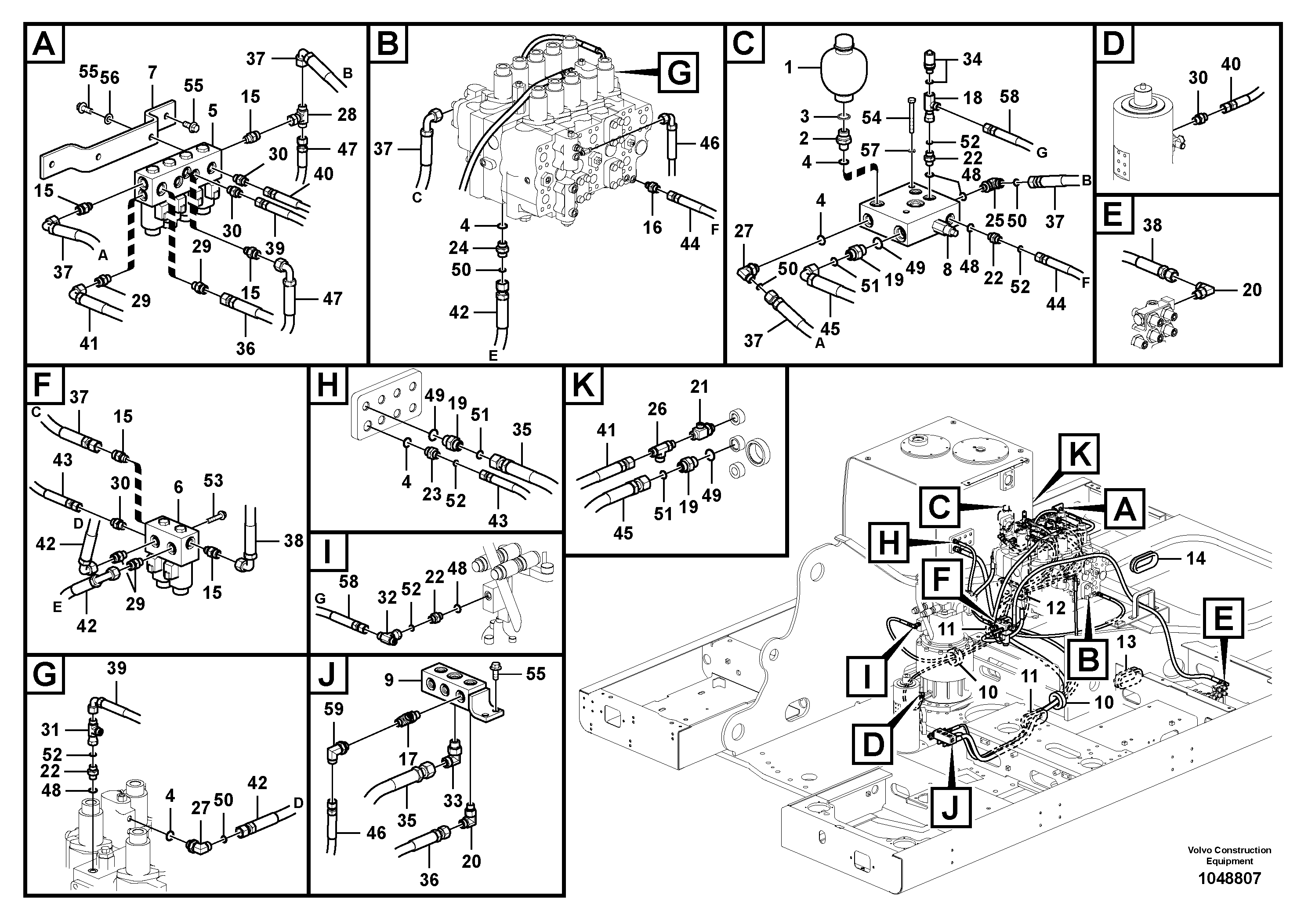 Схема запчастей Volvo PL4611 - 84111 Servo system, control valve to solenoid valve 