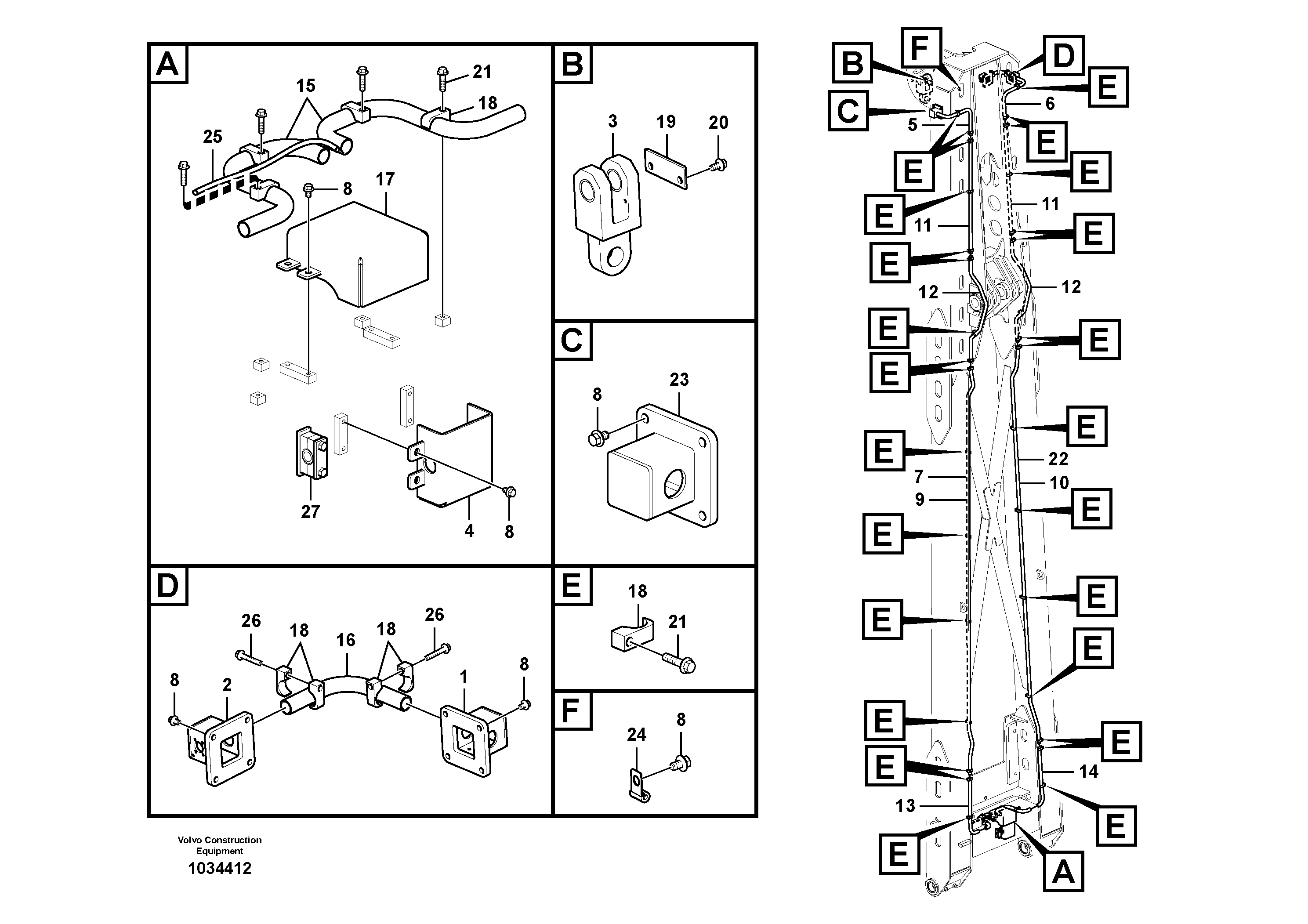 Схема запчастей Volvo PL4611 - 73821 Cable harness, upper section 