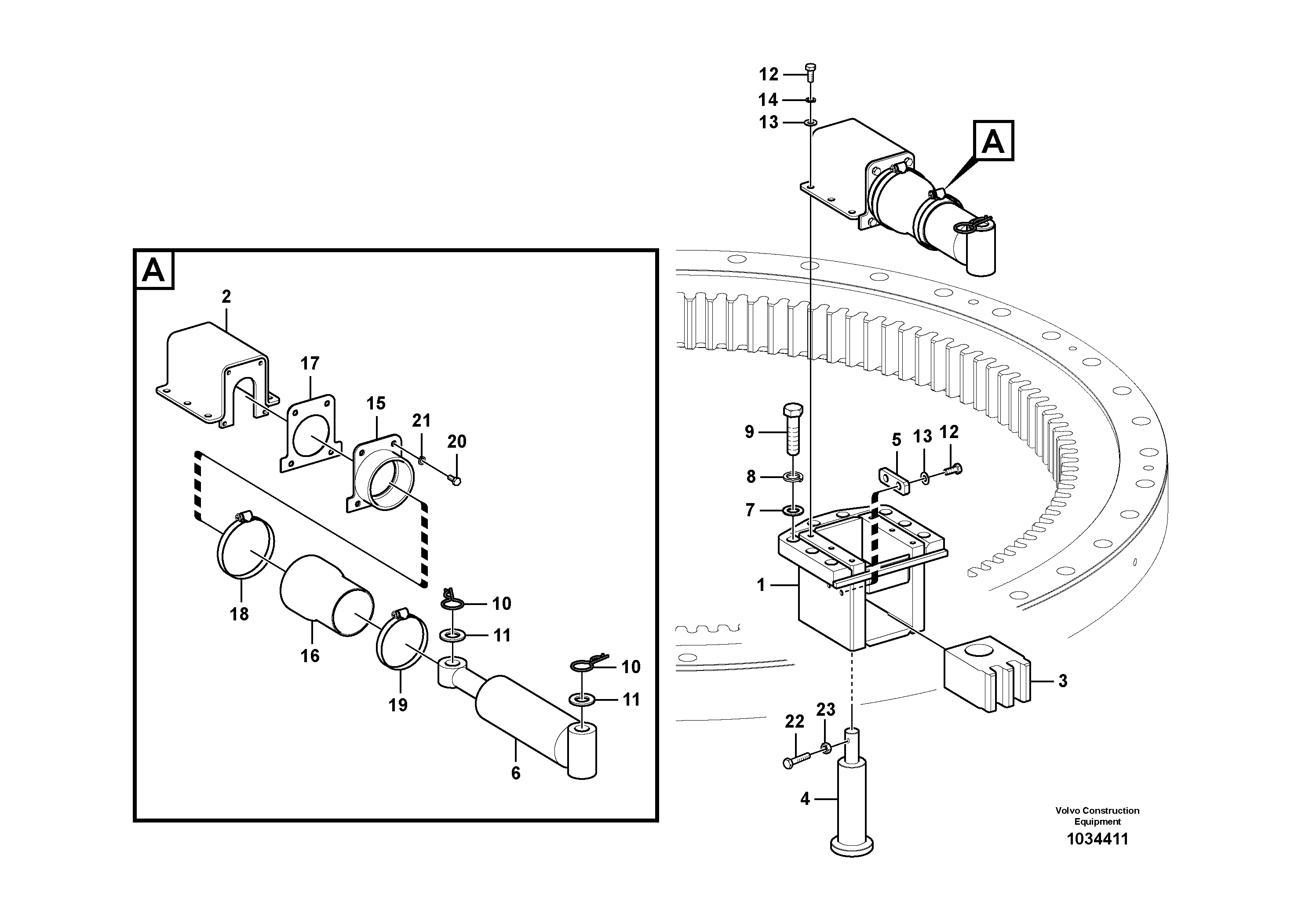 Схема запчастей Volvo PL4611 - 49957 Swing system 