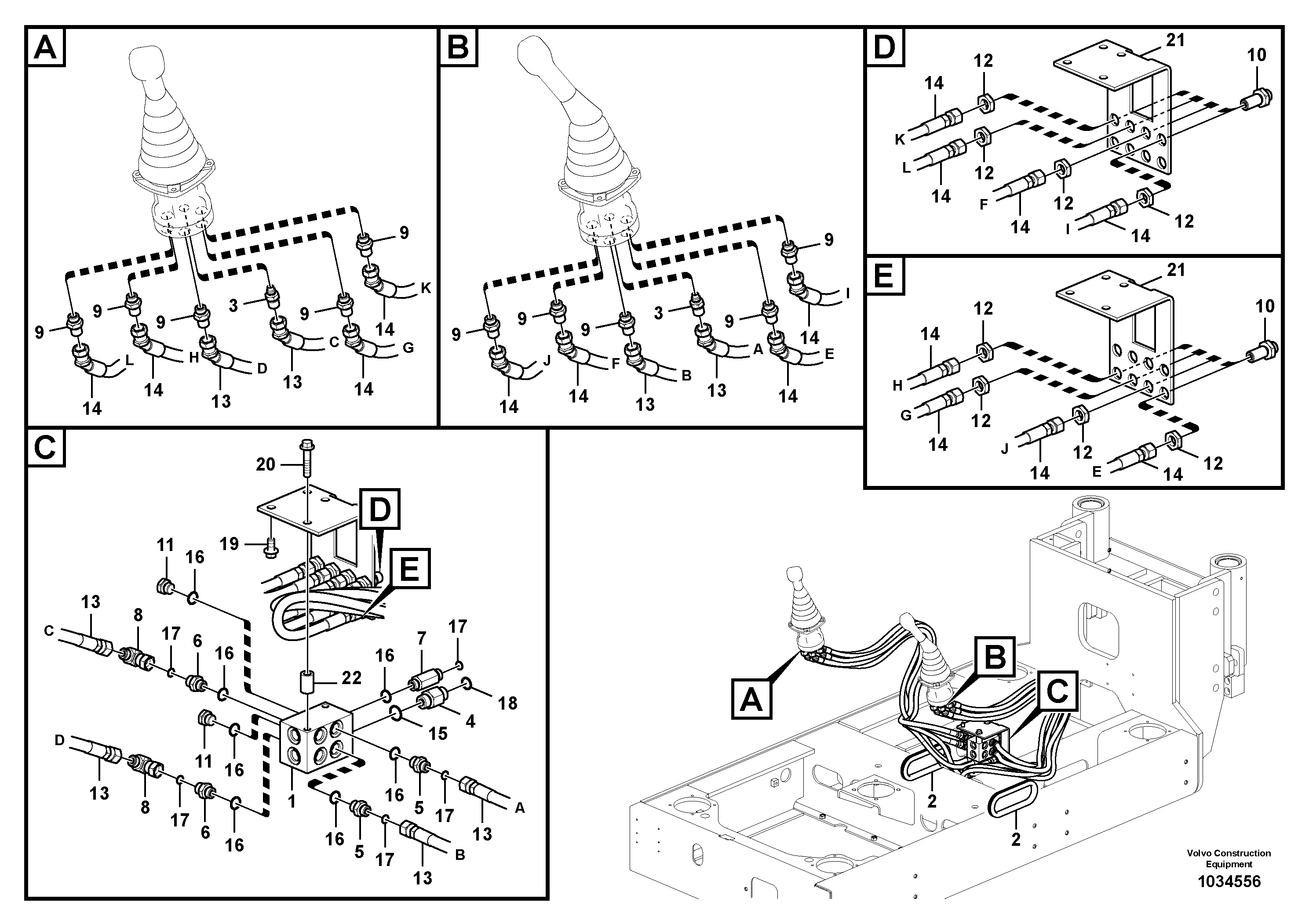 Схема запчастей Volvo PL4608 - 75188 Servo system, control valve to remote control valve 