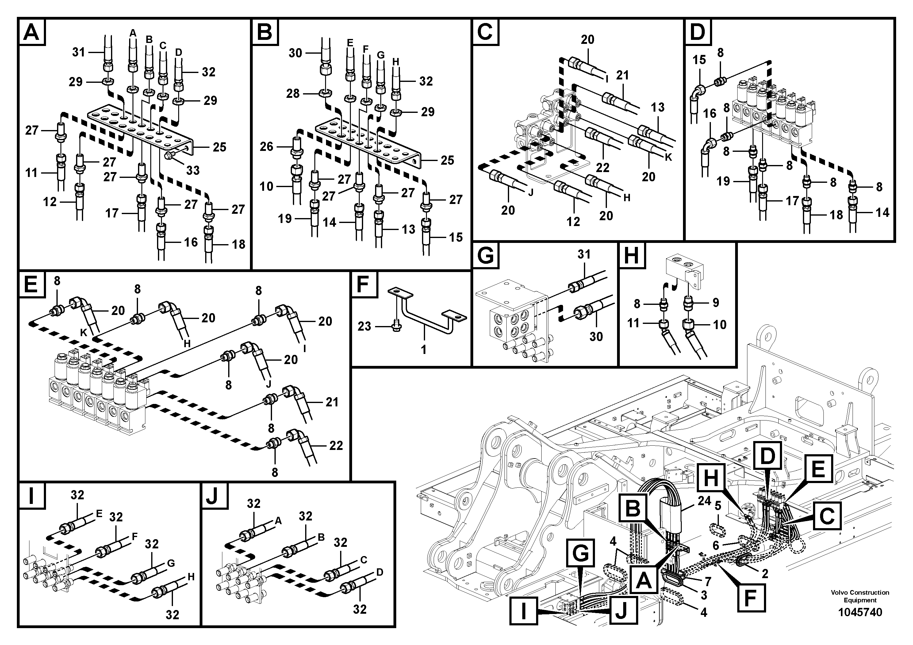 Схема запчастей Volvo PL4608 - 78094 Servo system, control valve to remote control valve 
