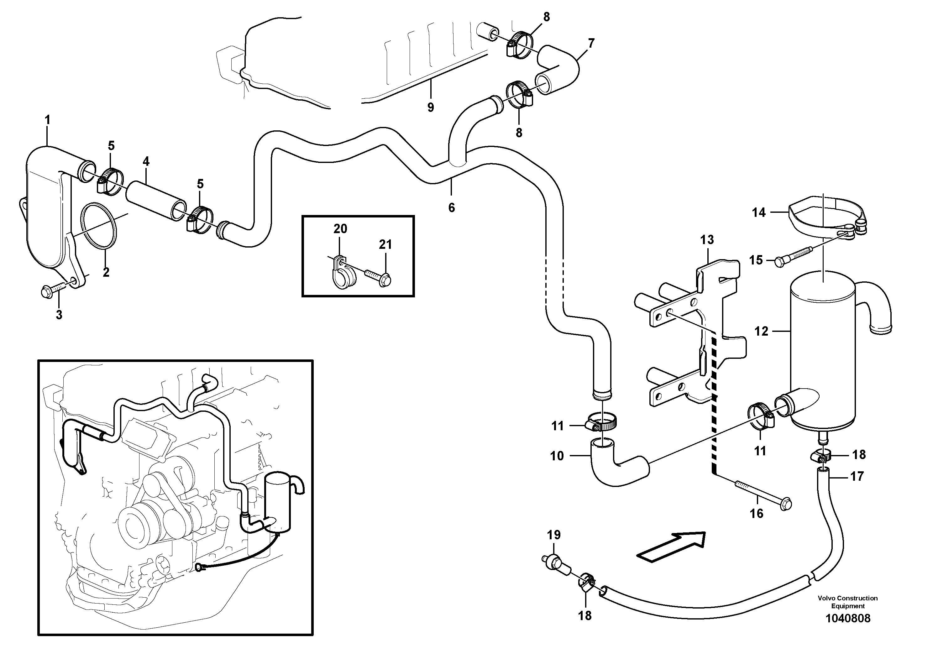 Схема запчастей Volvo PL4608 - 83935 Crankcase ventilation 