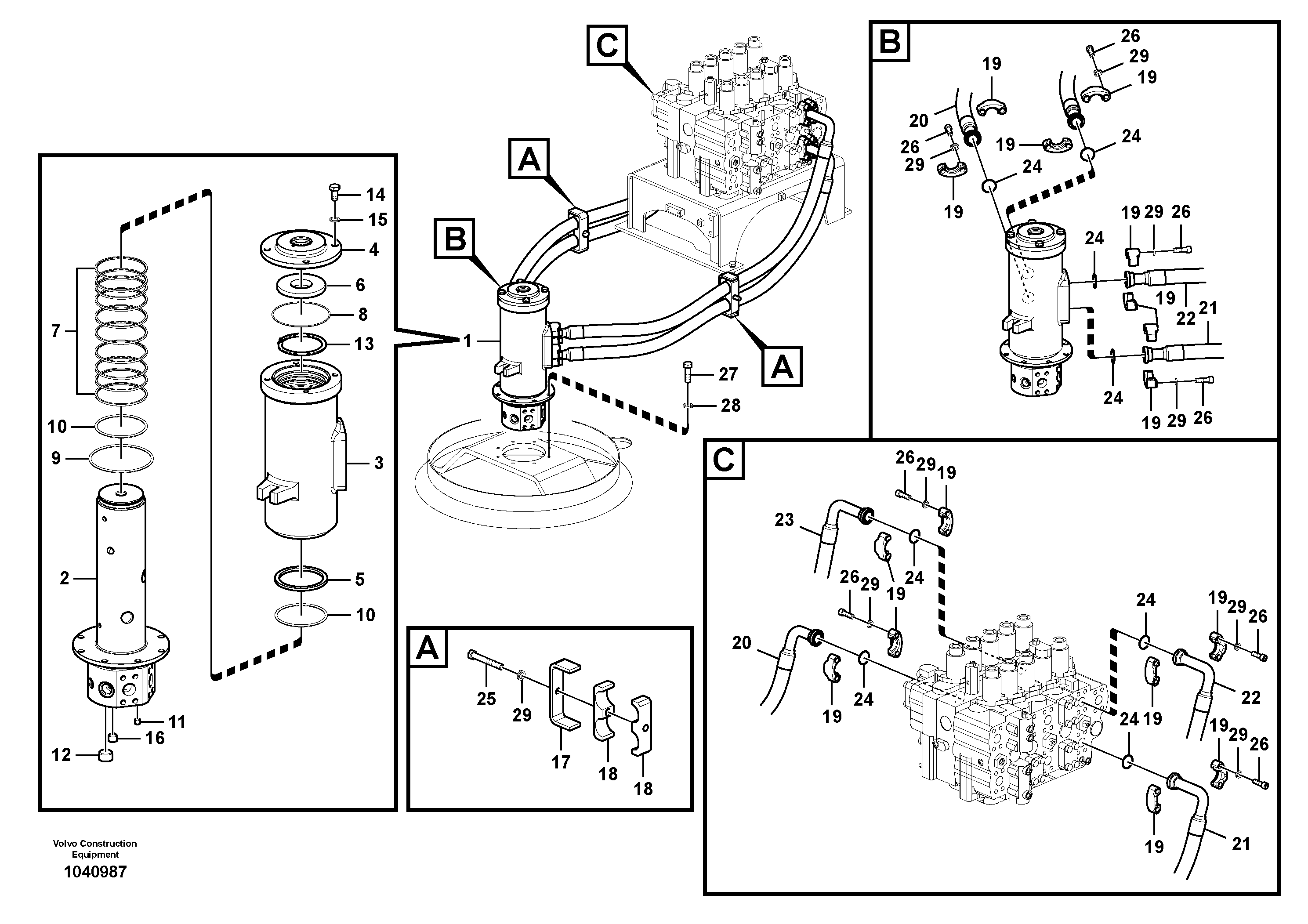 Схема запчастей Volvo PL4608 - 56289 Turning joint line, control valve to turning joint 