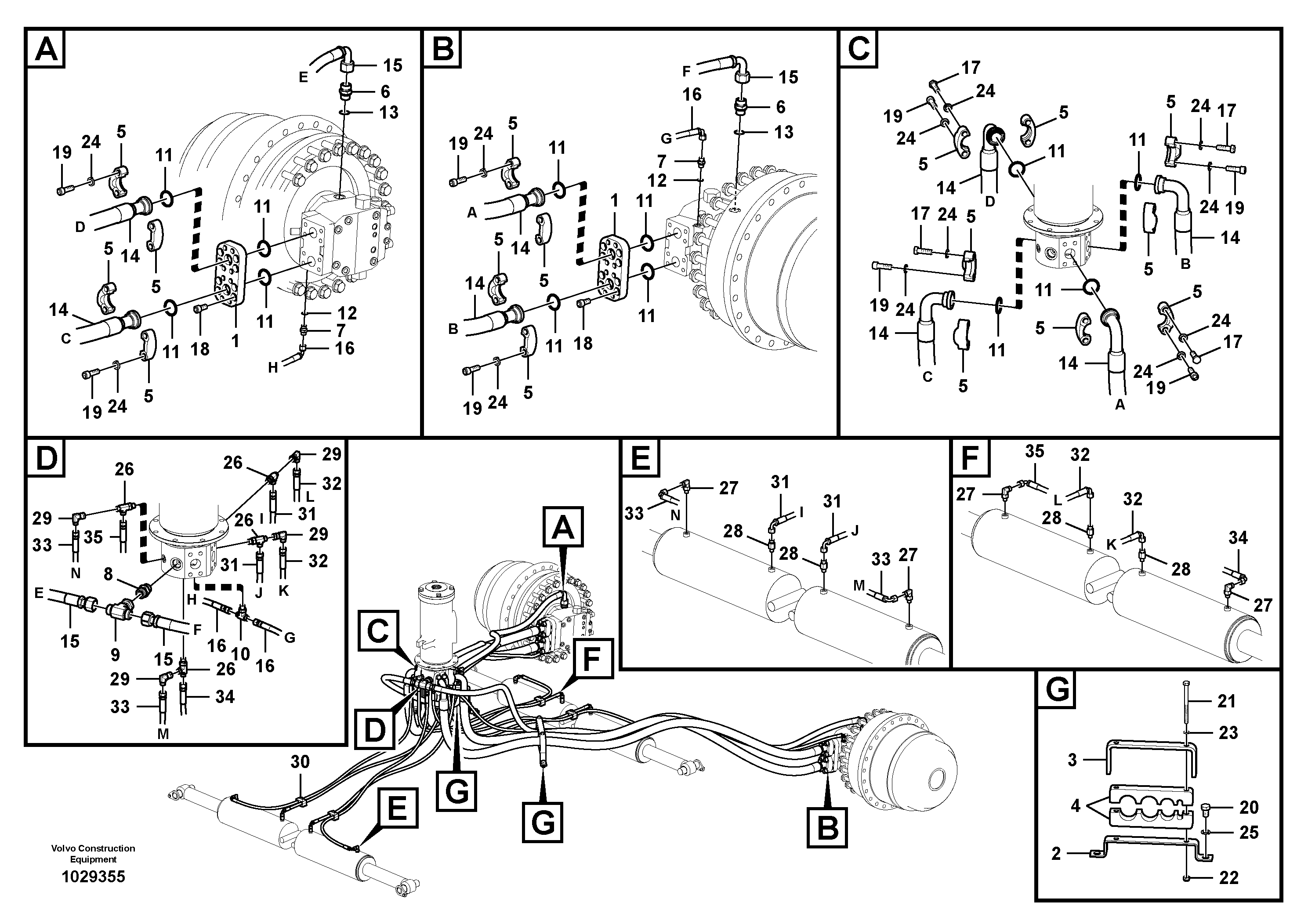 Схема запчастей Volvo PL4608 - 52297 Turning joint line, turning joint to travel motor 