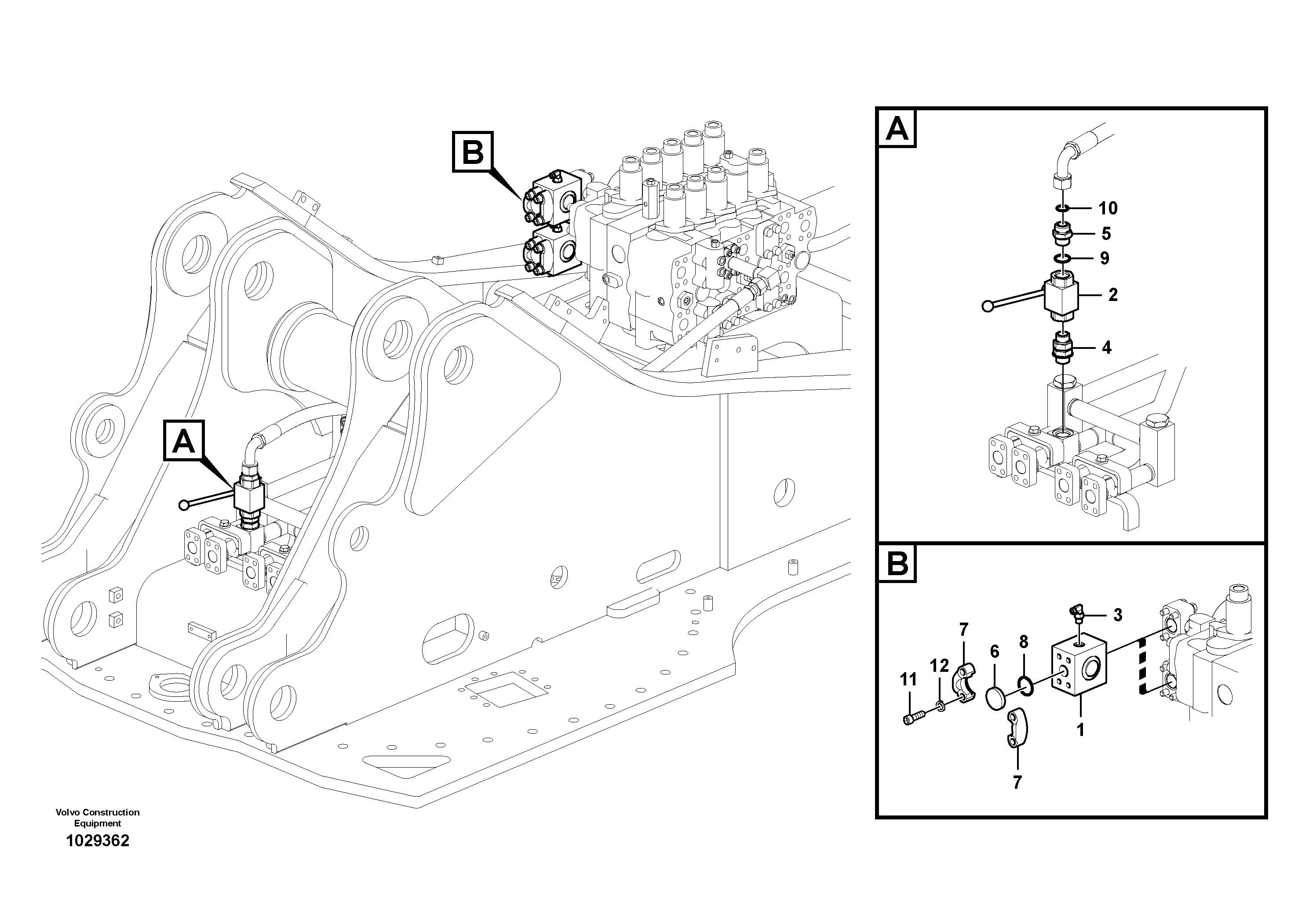 Схема запчастей Volvo PL4608 - 74366 Hydraulic system, control valve to boom and swing 