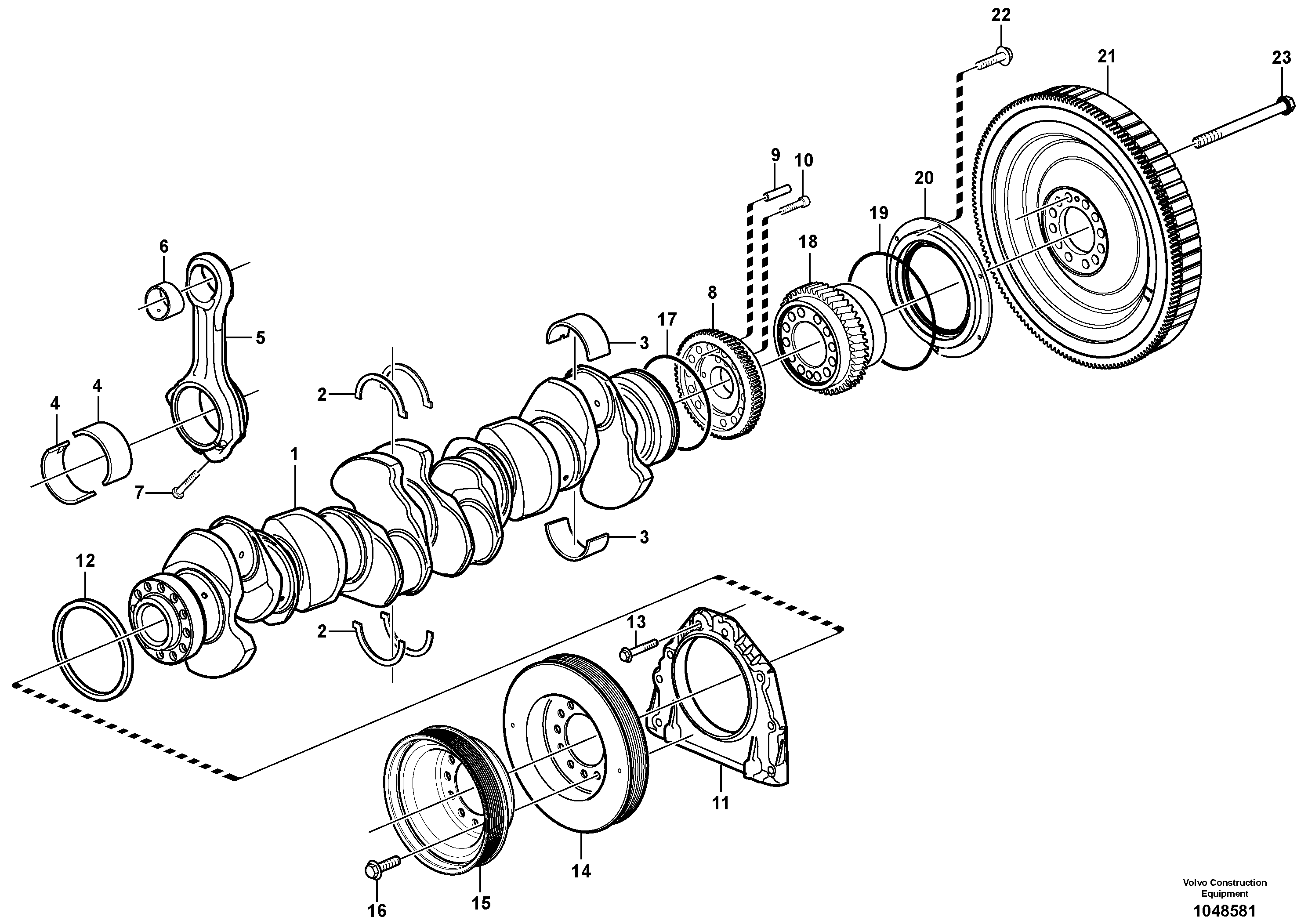 Схема запчастей Volvo FB2800C - 96887 Crankshaft and related parts 