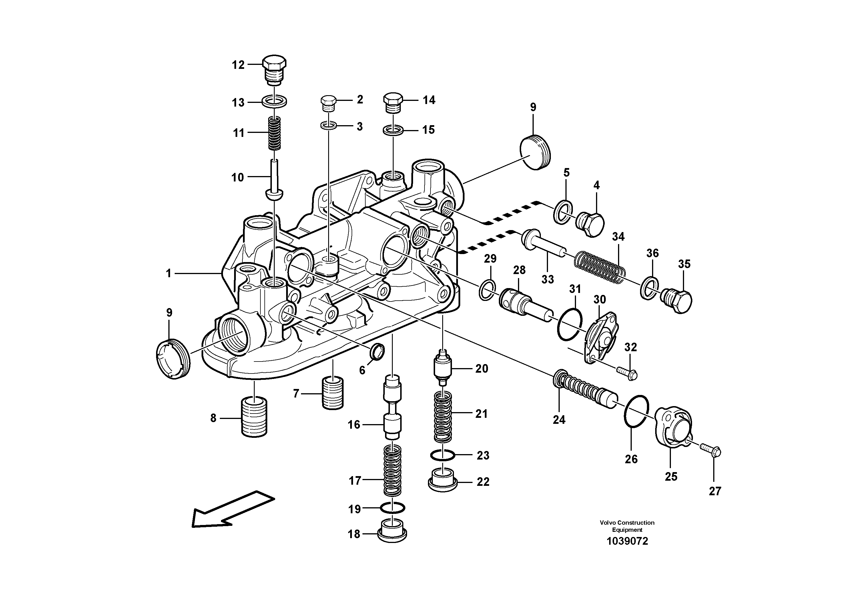 Схема запчастей Volvo FB2800C - 73933 Oil filter housing 