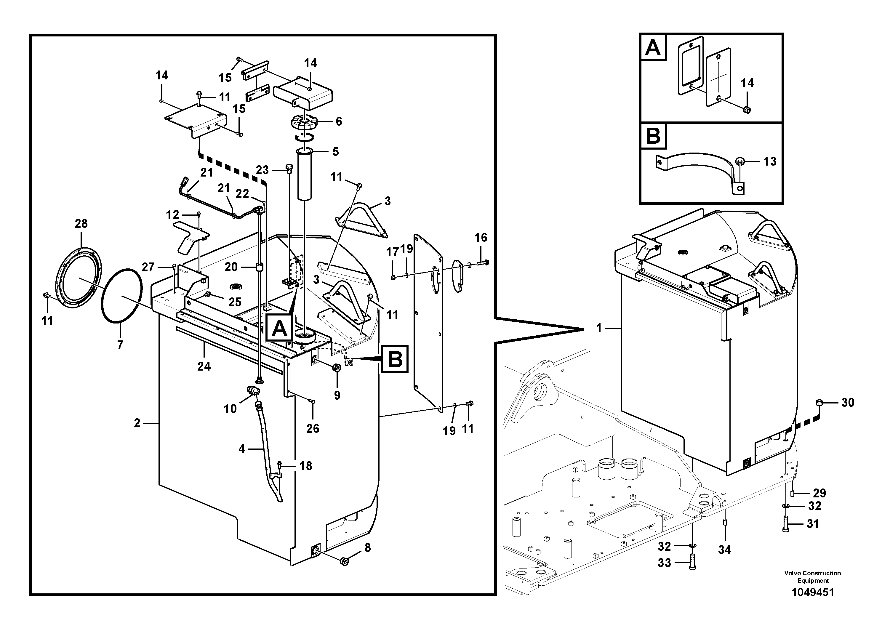 Схема запчастей Volvo FB2800C - 95490 Fuel tank with fitting parts 