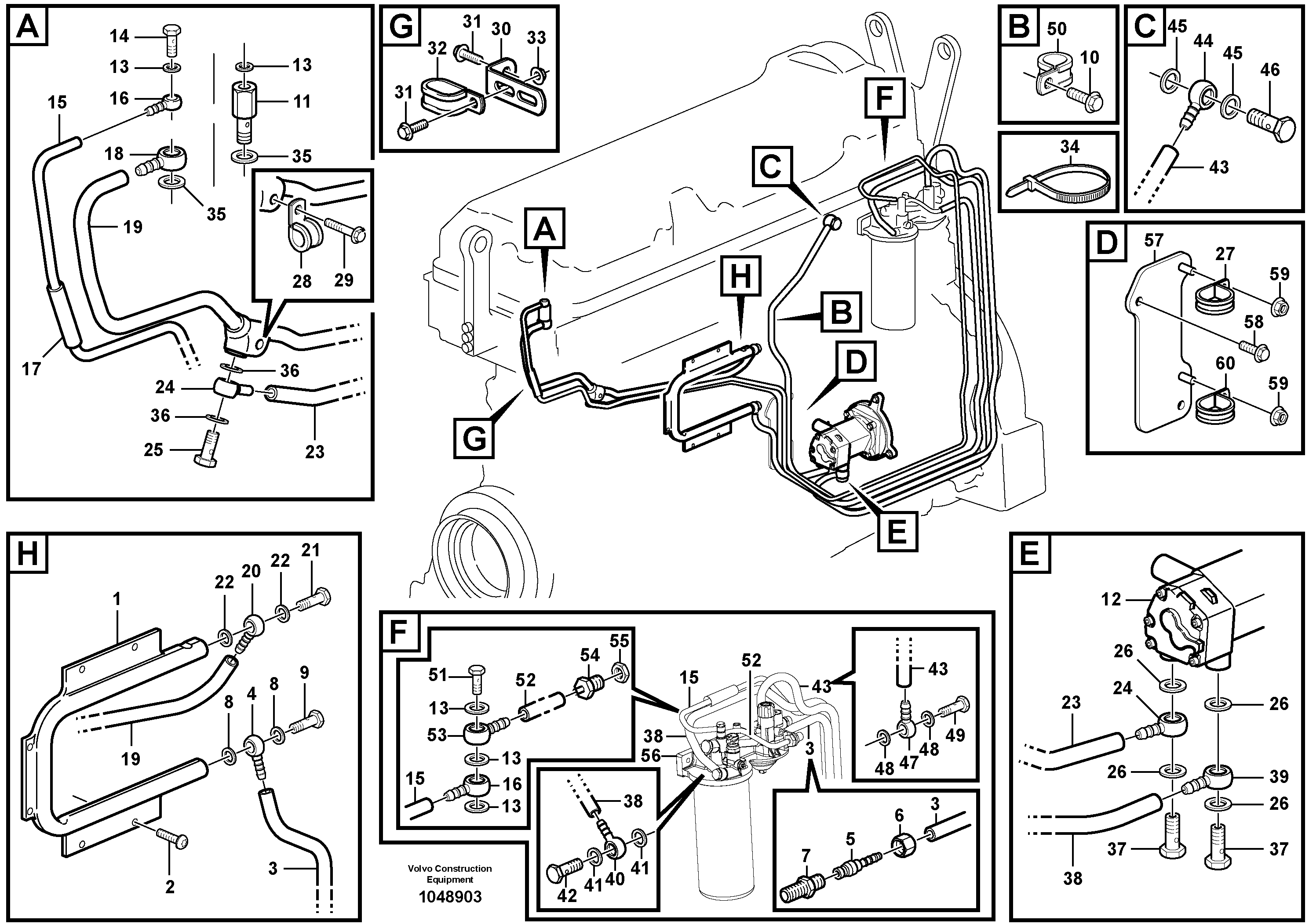 Схема запчастей Volvo FB2800C - 86019 Fuel pipes, fuel pump 