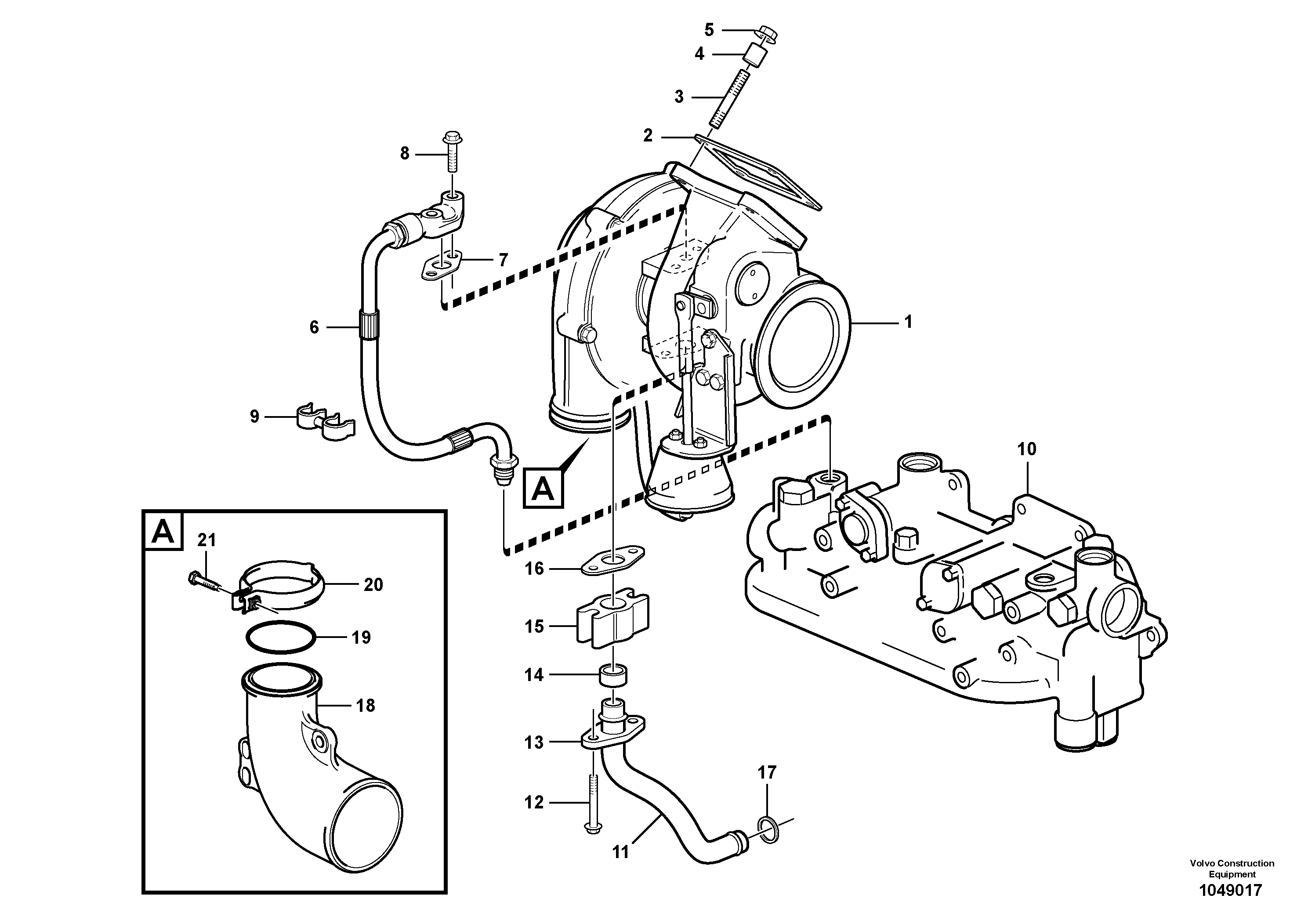 Схема запчастей Volvo FB2800C - 71046 Турбокомпрессор (турбина) с установочными деталями 
