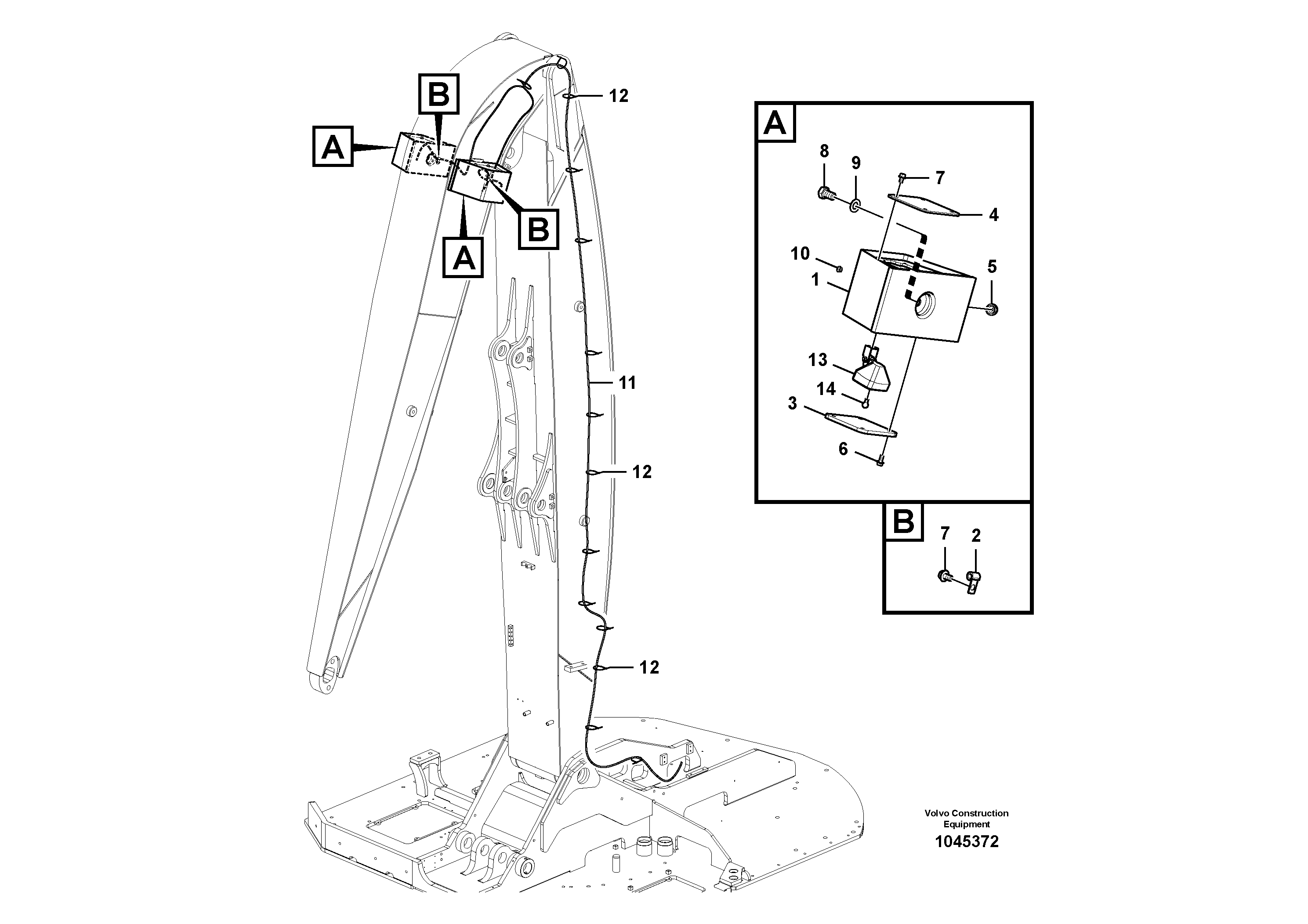 Схема запчастей Volvo FB2800C - 75328 Working lamp on boom 