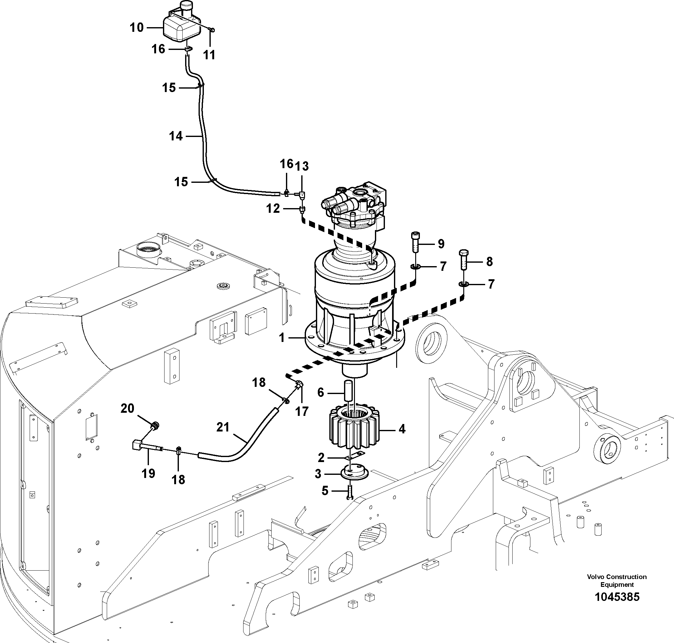 Схема запчастей Volvo FB2800C - 78076 Swing motor with mounting parts 