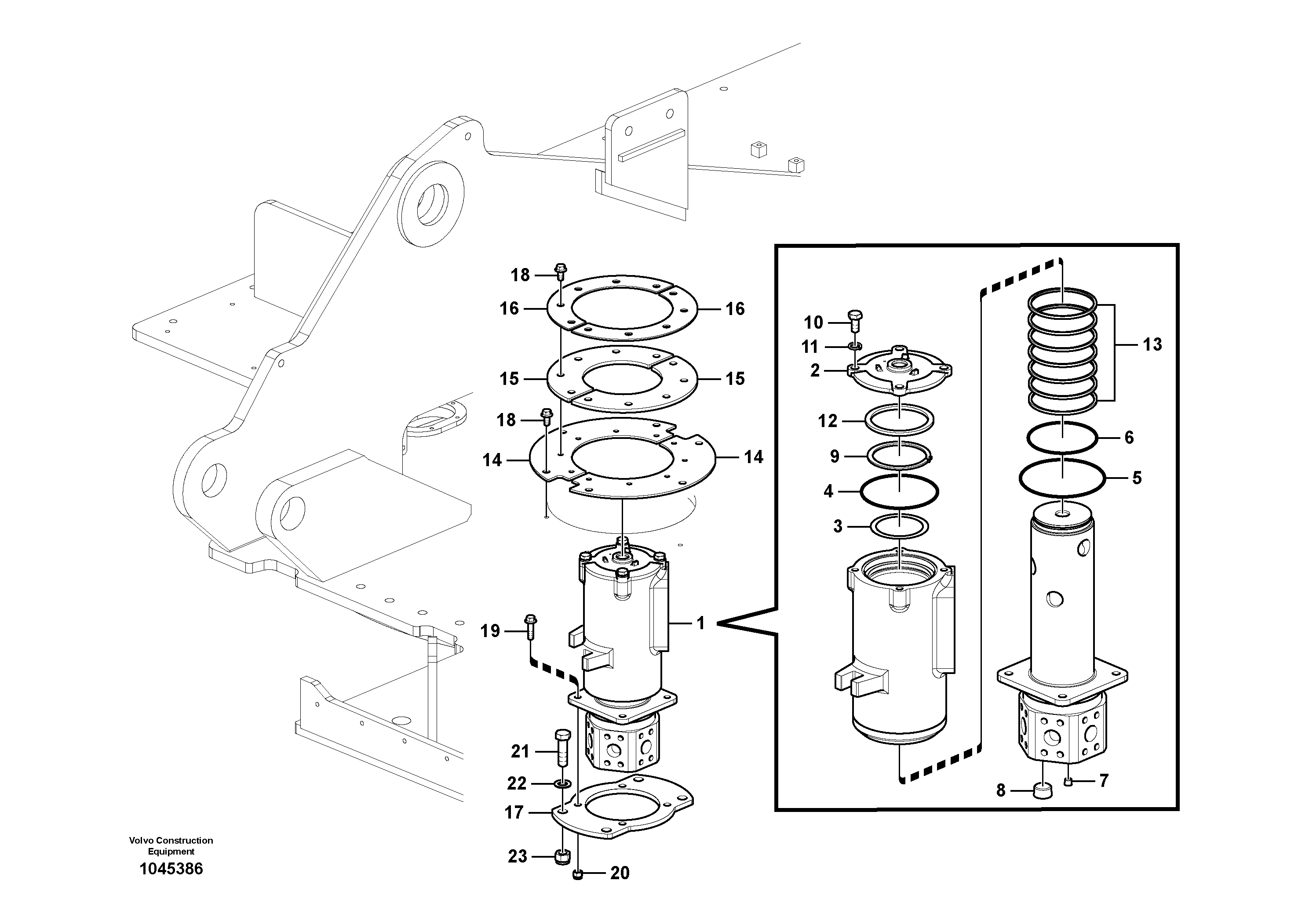 Схема запчастей Volvo FB2800C - 73697 Шарнир поворотный 