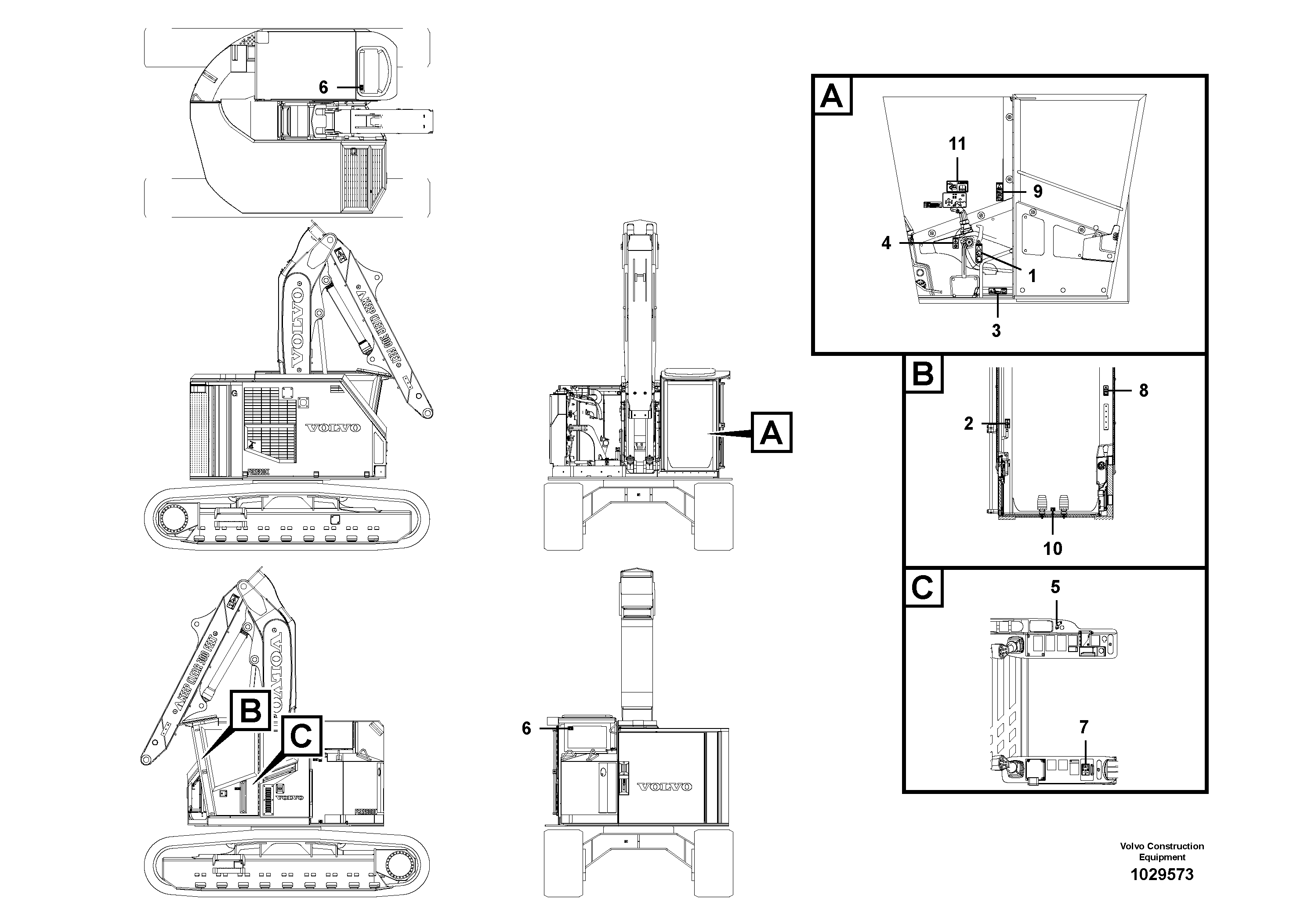 Схема запчастей Volvo FB2800C - 69528 Decals, cab 