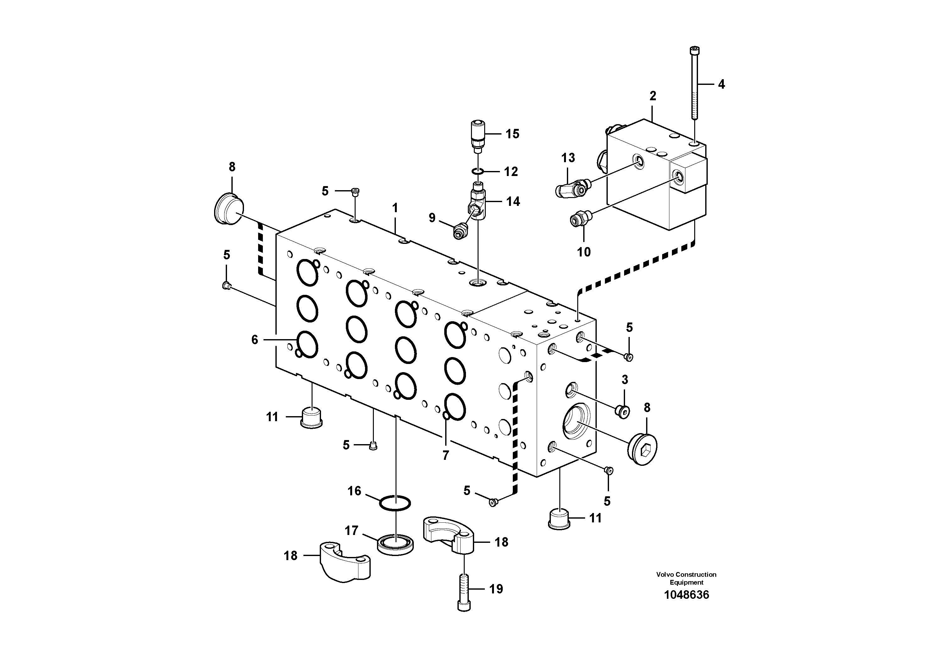 Схема запчастей Volvo FB2800C - 70464 Гидрораспределитель (главный управляющий клапан) 