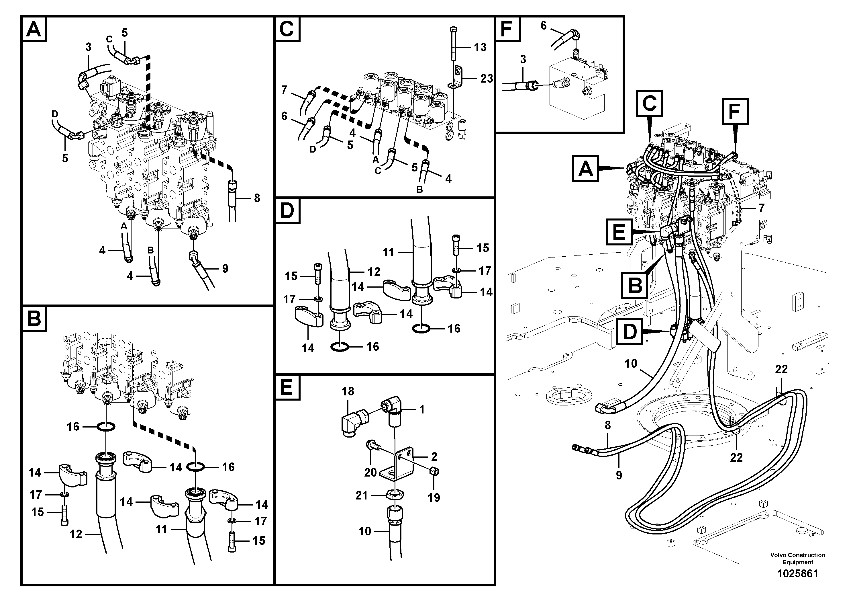 Схема запчастей Volvo FB2800C - 75731 Hydraulic system, control valve to pump 