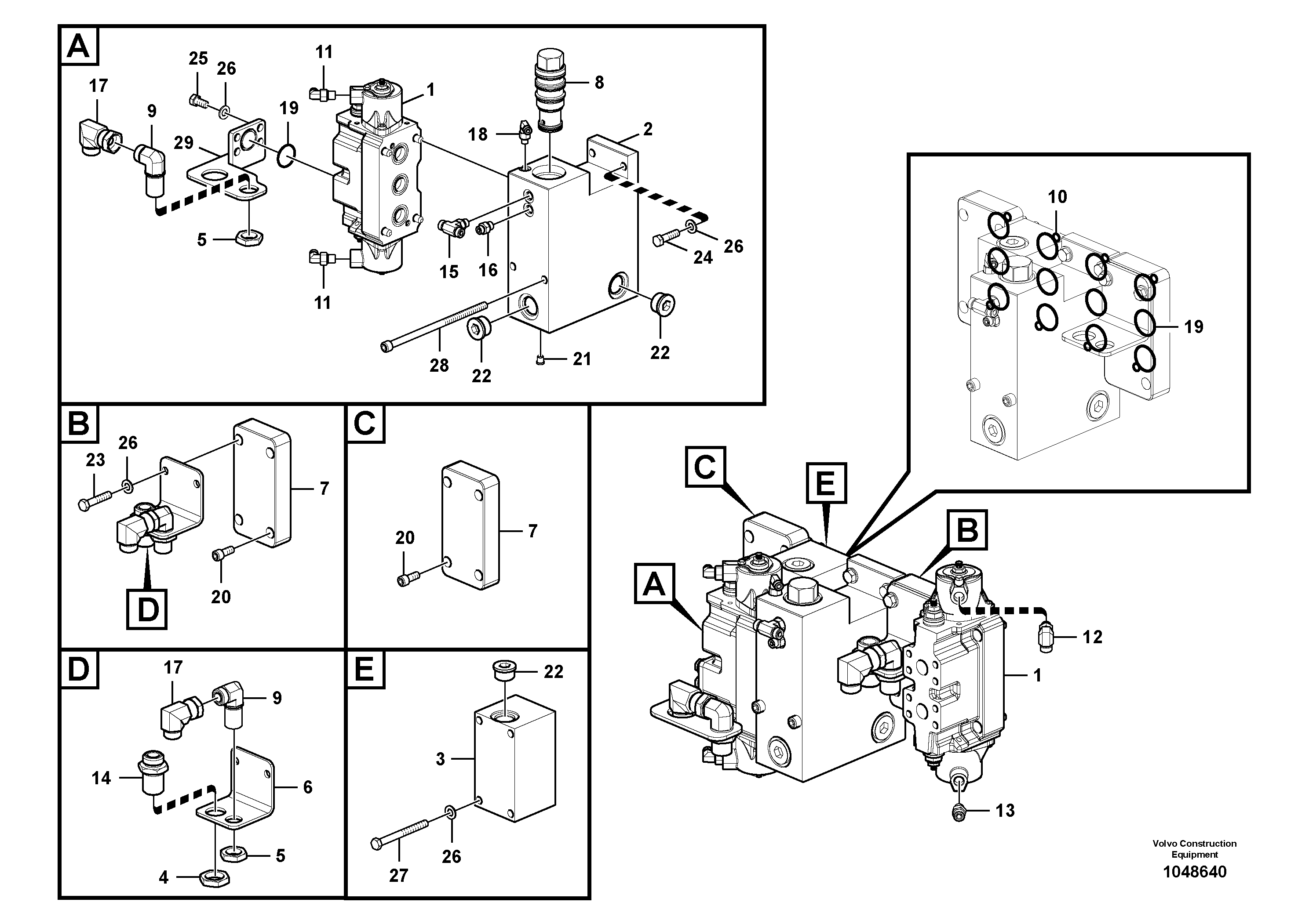 Схема запчастей Volvo FB2800C - 94603 Гидрораспределитель (главный управляющий клапан) 