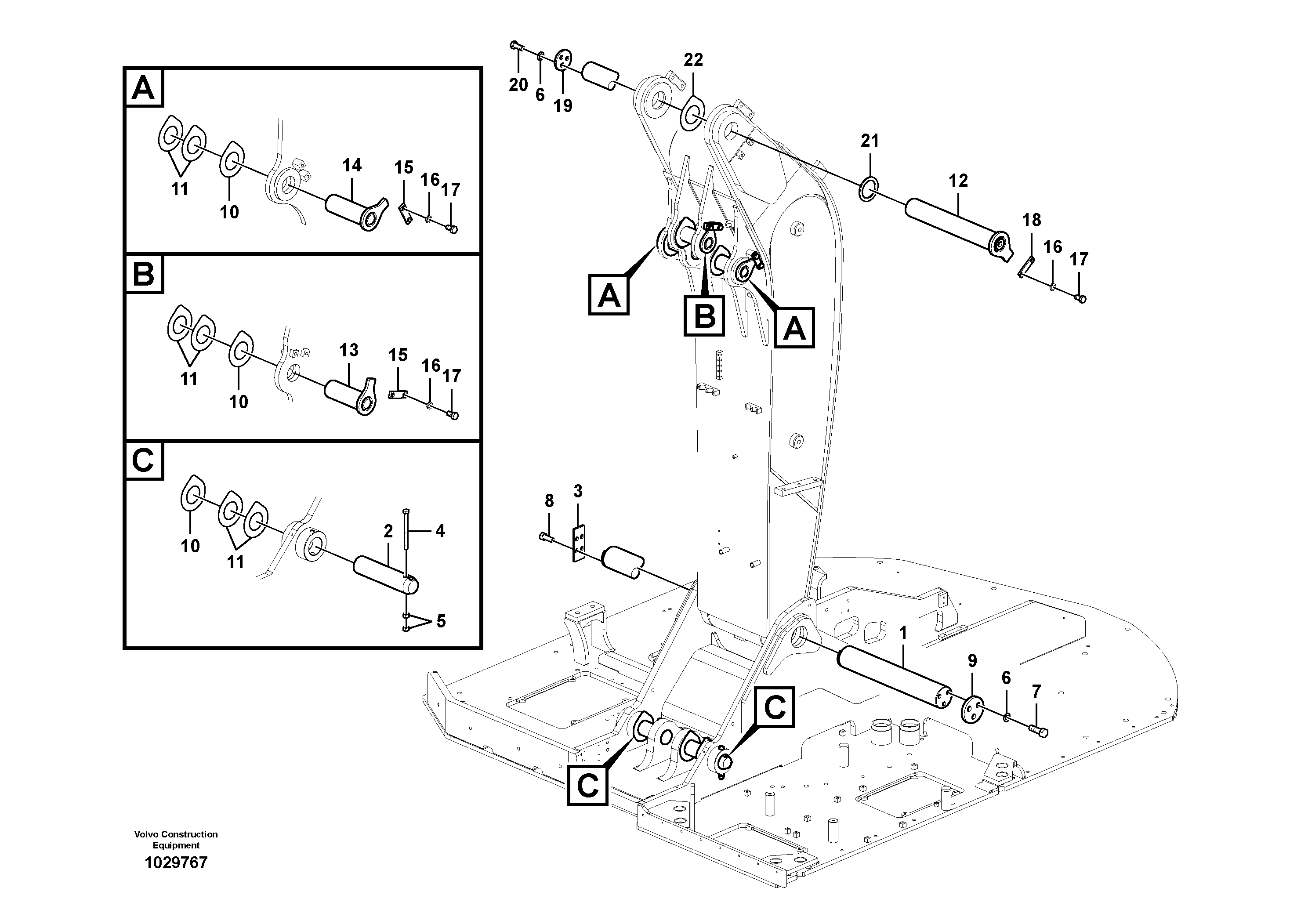 Схема запчастей Volvo FB2800C - 72069 Links to boom 