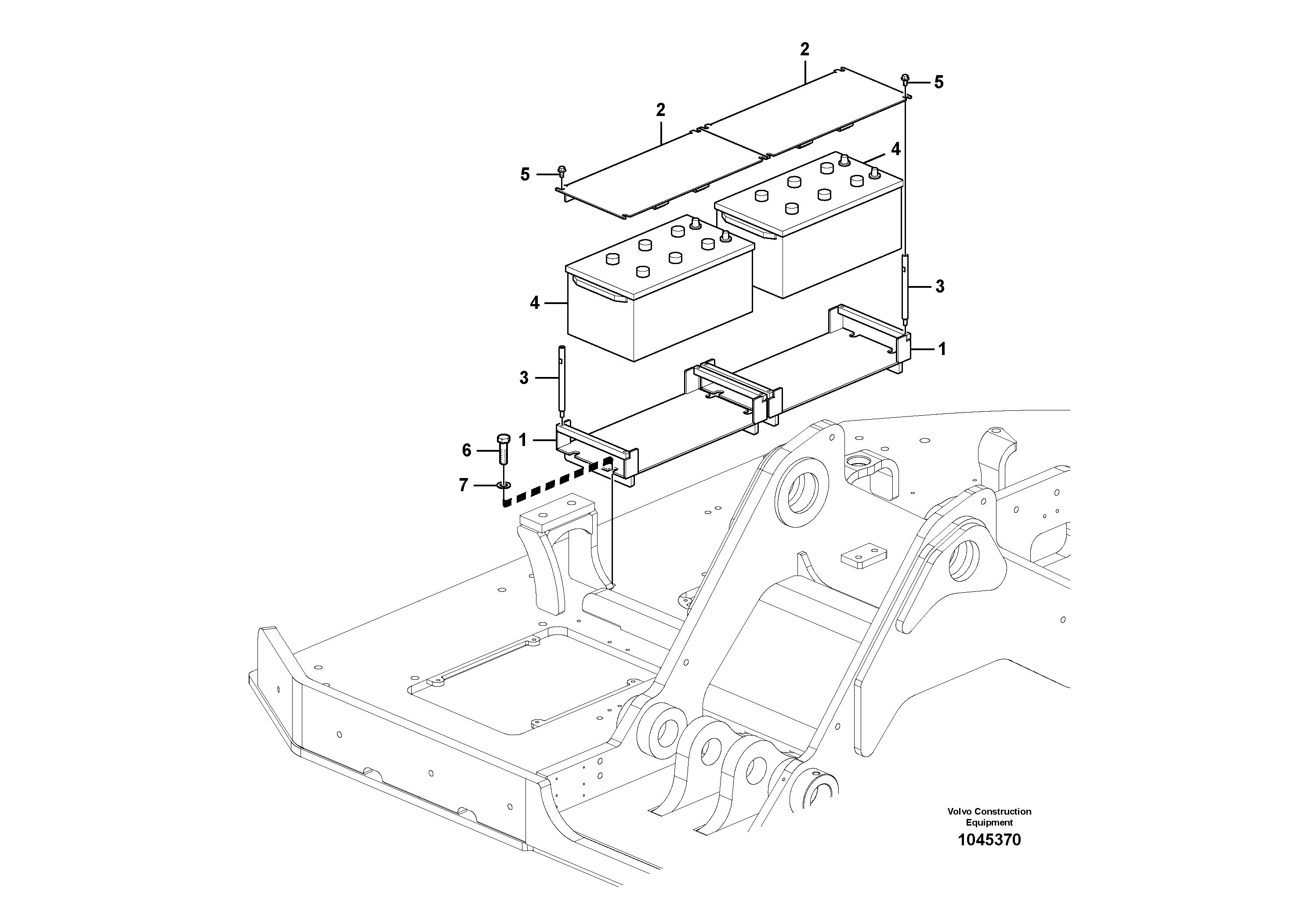 Схема запчастей Volvo FBR2800C - 69444 Battery with assembling details 