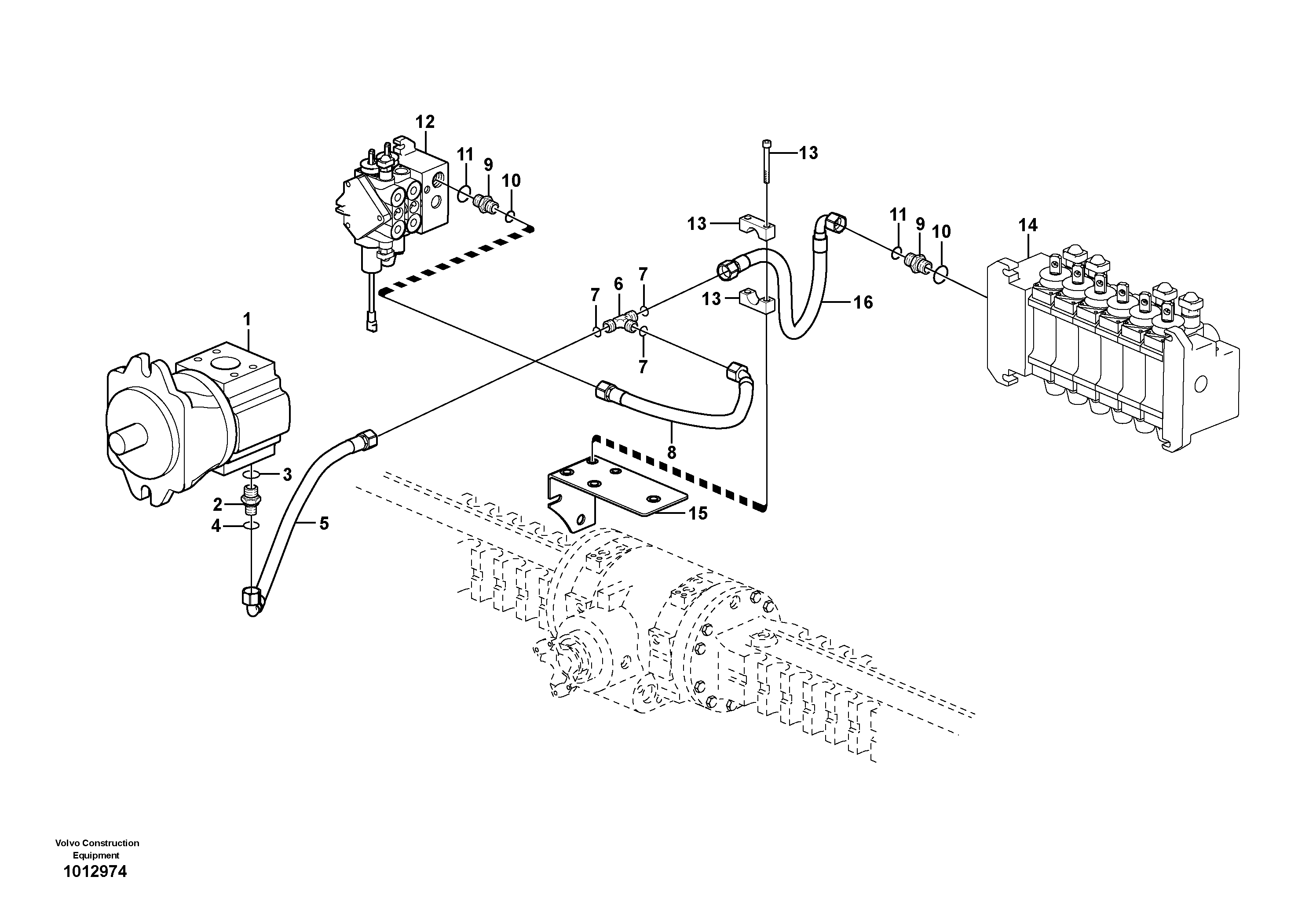 Схема запчастей Volvo BL61 - 32054 Hydraulic system, feed line BL61