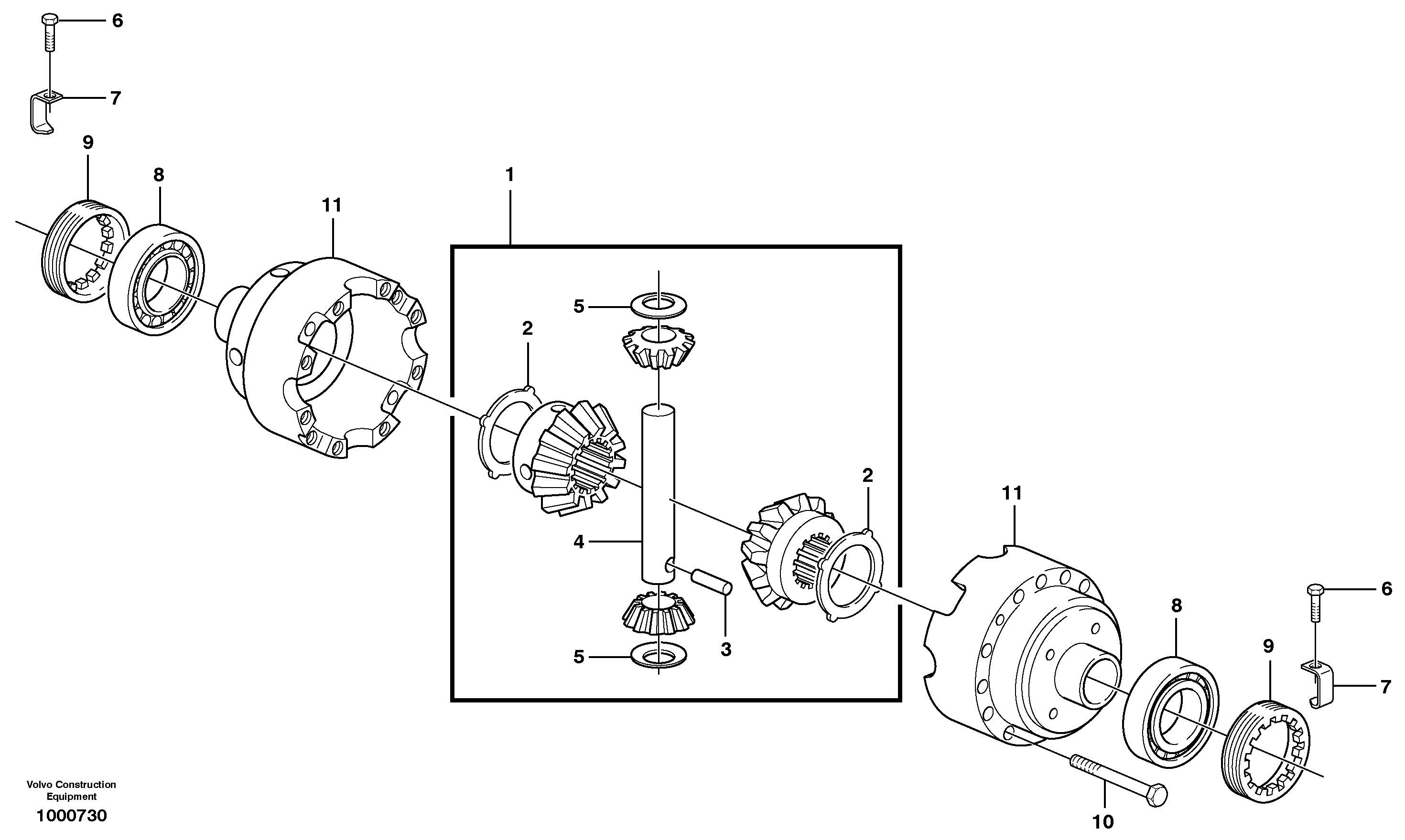 Схема запчастей Volvo BL61 - 67503 Корпус дифференциала переднего моста BL61 S/N 11459 -