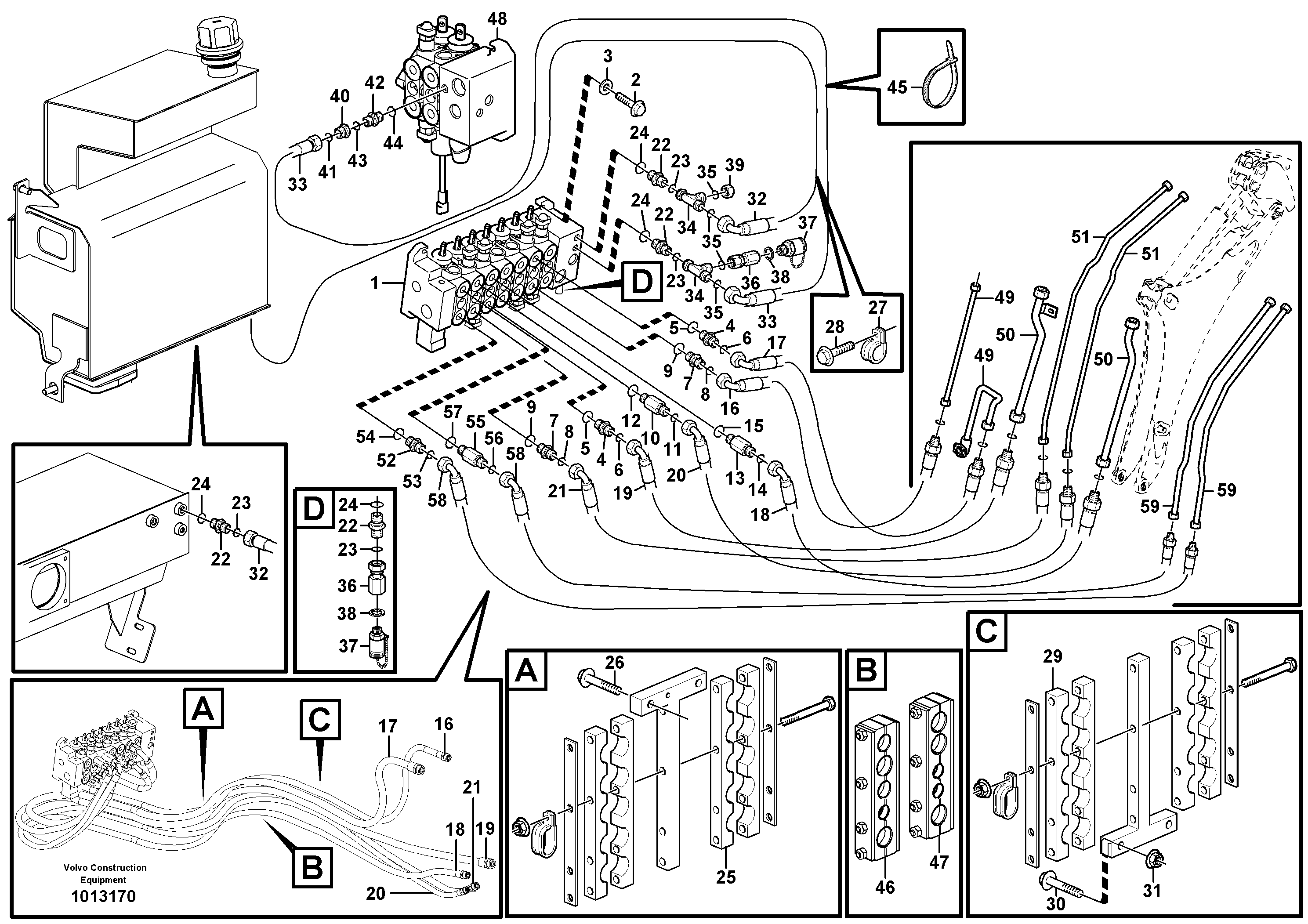 Схема запчастей Volvo BL61 - 70443 Hydraulic system, excavator BL61