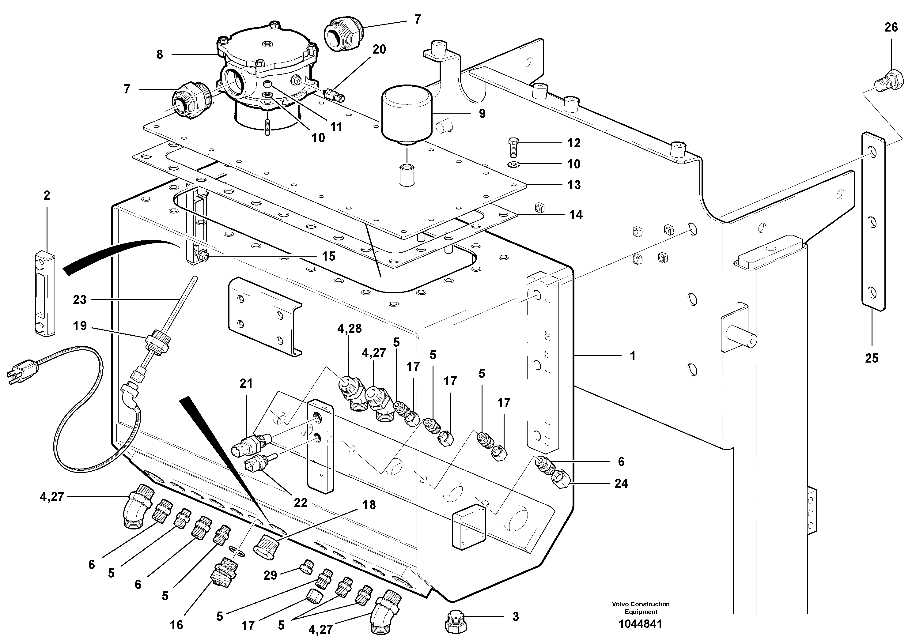 Схема запчастей Volvo G900 MODELS S/N 39300 - - 26828 Hydraulic oil tank - AWD 