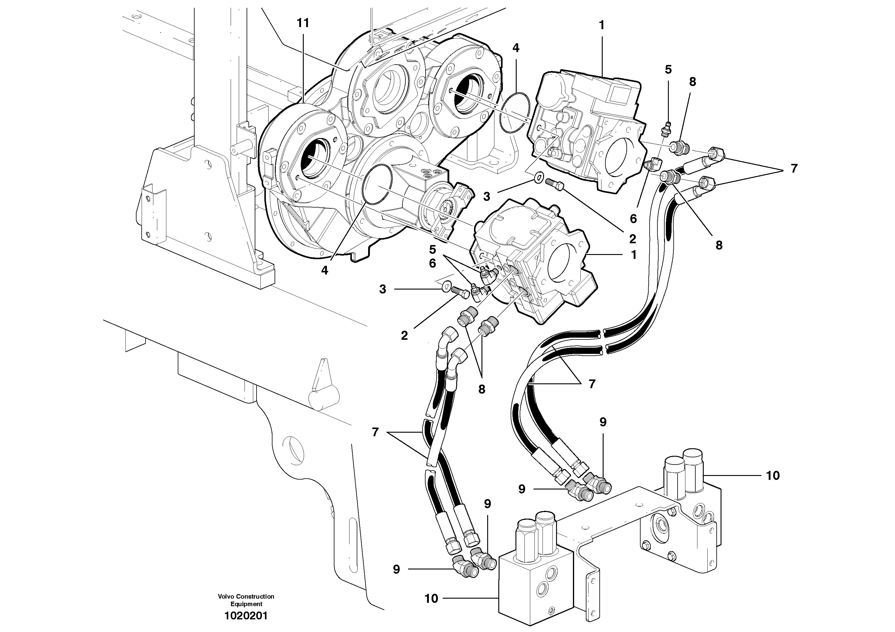 Схема запчастей Volvo G900 MODELS S/N 39300 - - 72796 Hydraulic Pump Circuit - AWD 