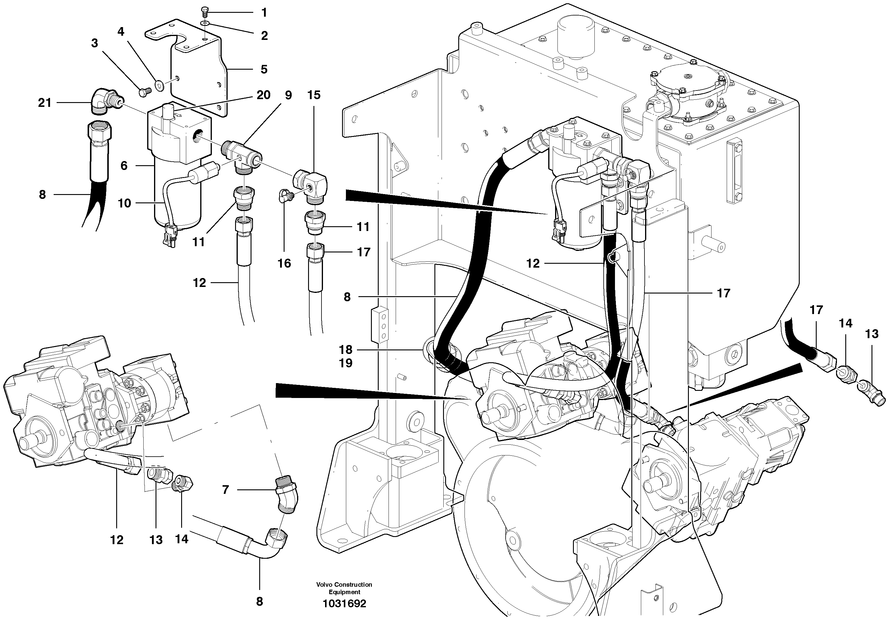 Схема запчастей Volvo G900 MODELS S/N 39300 - - 91773 Charge Pressure Filter Hydraulic Circuit - AWD 