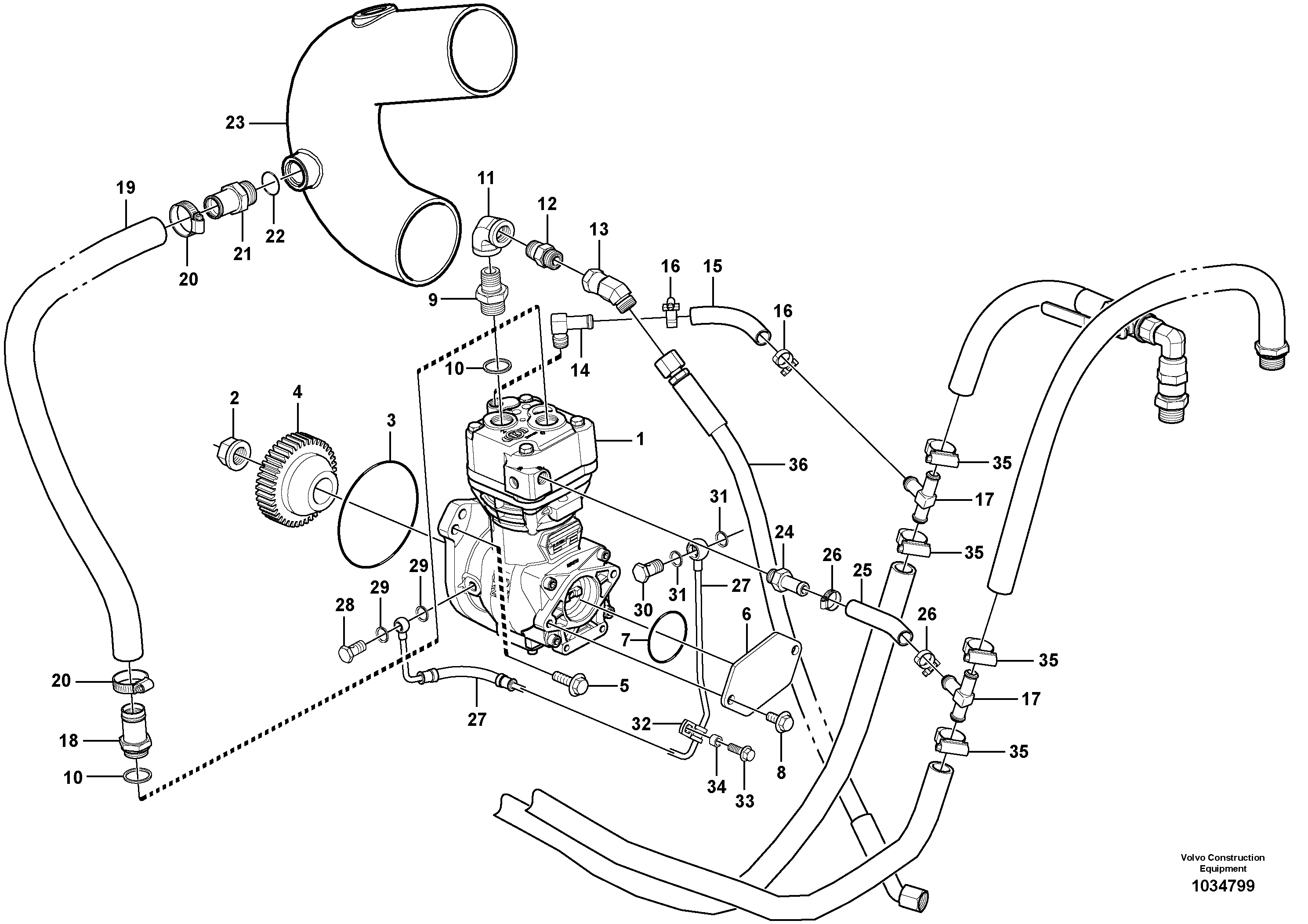Схема запчастей Volvo G900 MODELS S/N 39300 - - 14110 Air-compressor with fitting parts 