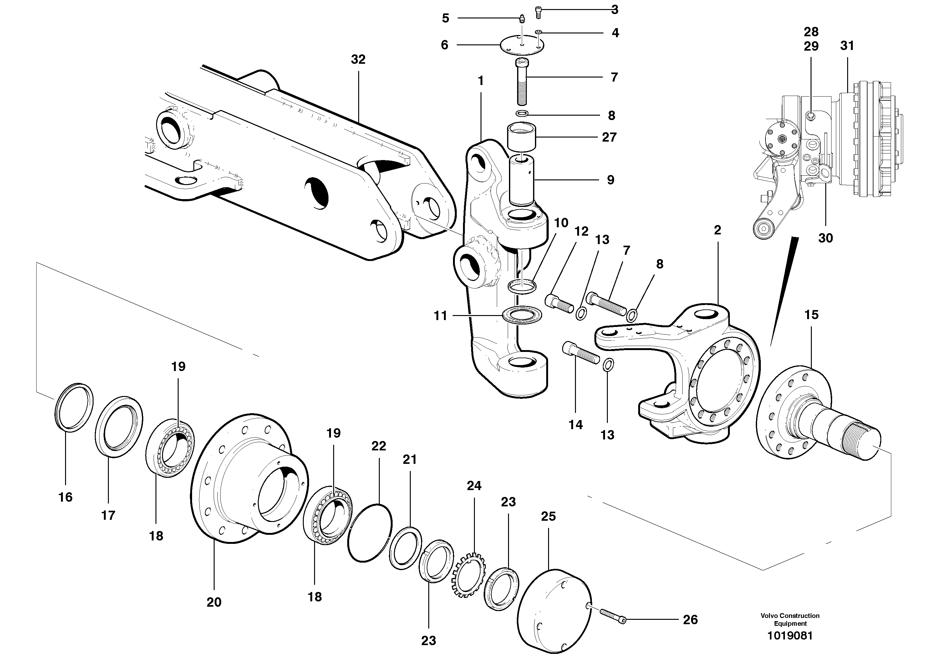 Схема запчастей Volvo G900 MODELS S/N 39300 - - 57558 Hub and knuckle 