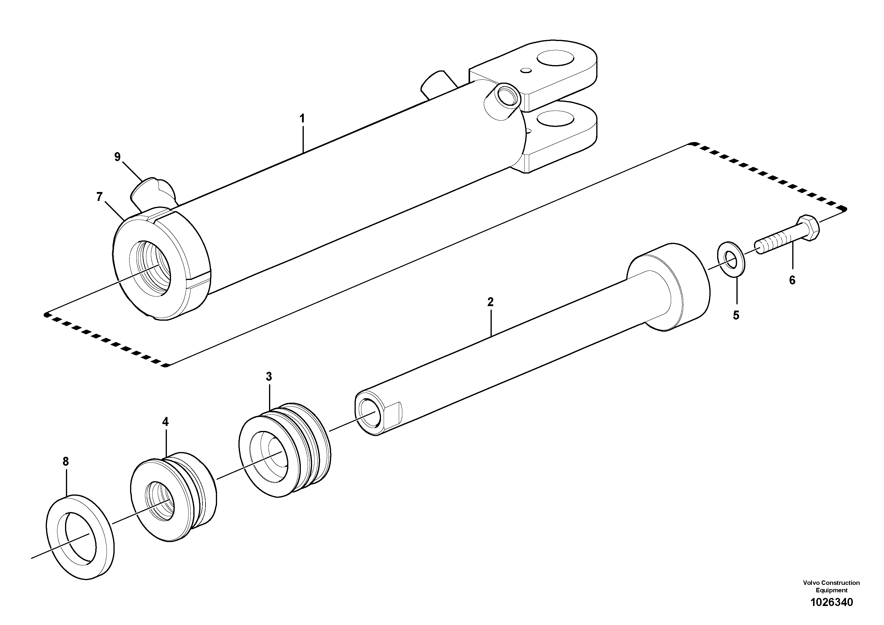 Схема запчастей Volvo G900 MODELS S/N 39300 - - 58300 Steering cylinders 
