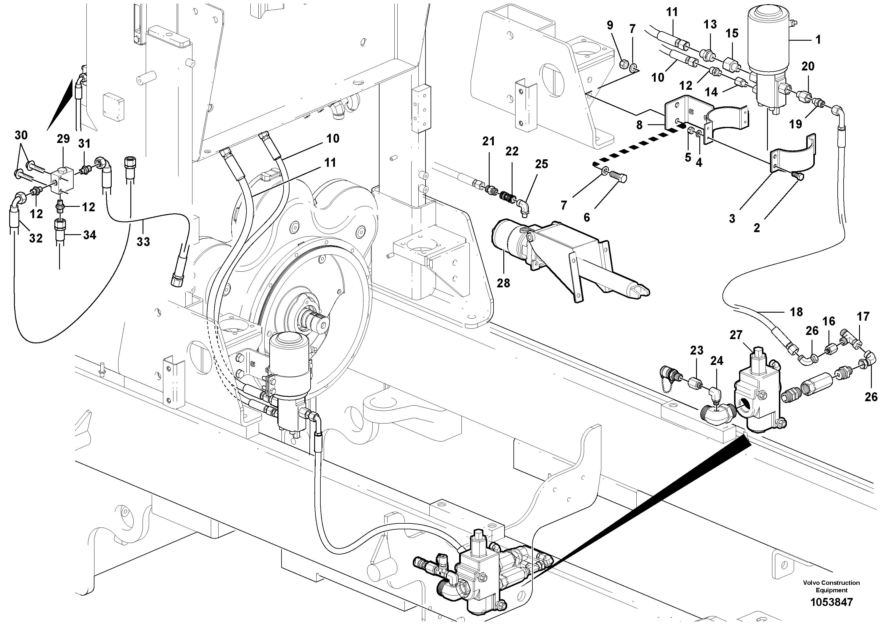 Схема запчастей Volvo G900 MODELS S/N 39300 - - 36216 Secondary steering circuit - D9 