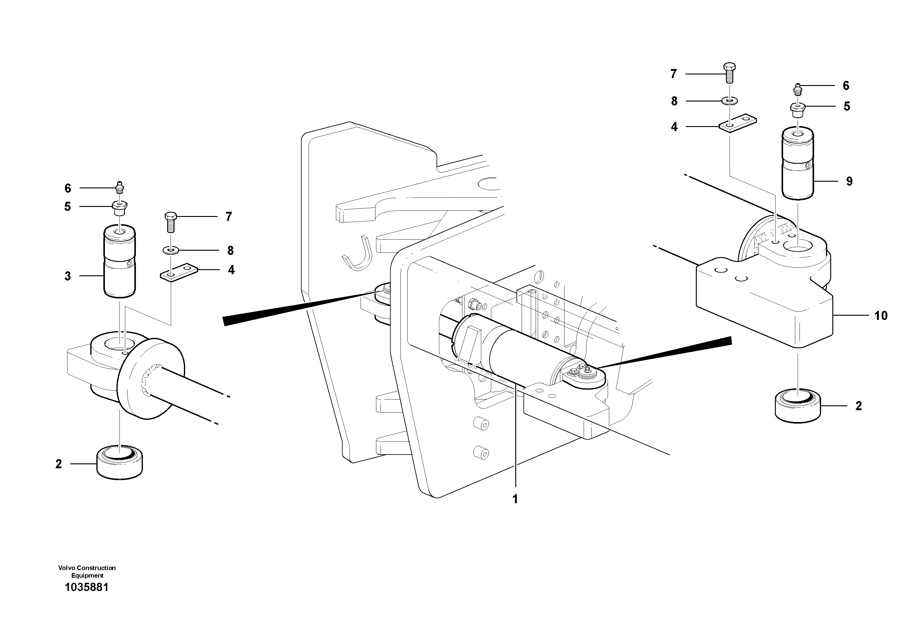 Схема запчастей Volvo G900 MODELS S/N 39300 - - 1316 Articulation cylinder installation - D9 