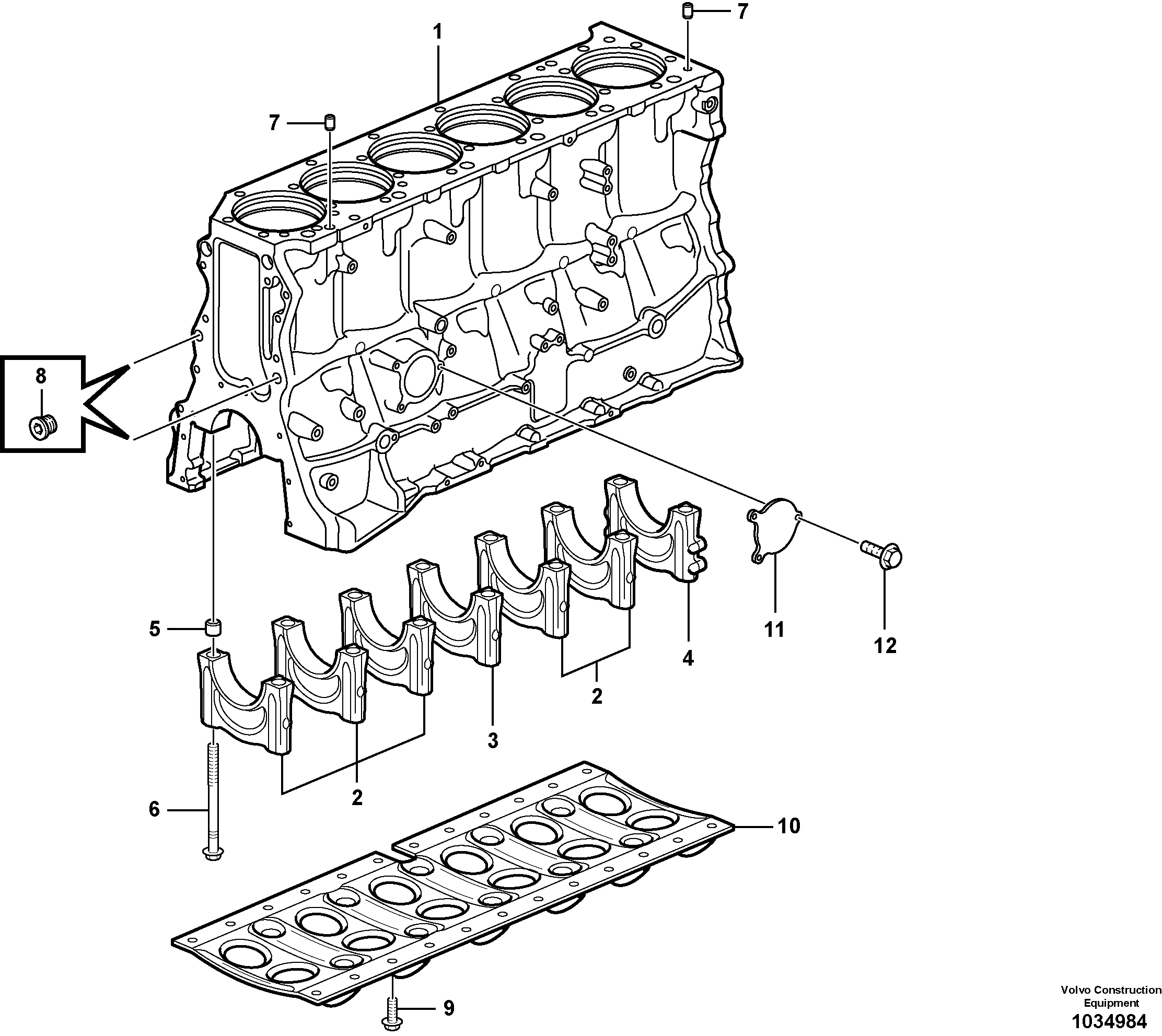 Схема запчастей Volvo G900 MODELS S/N 39300 - - 65721 Cylinder block - frame - D9 